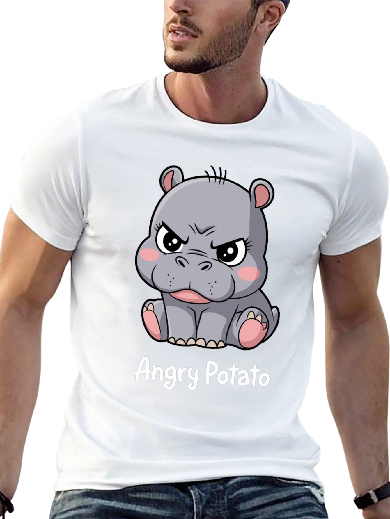 Angry Potato Hippo Graphic T-Shirt