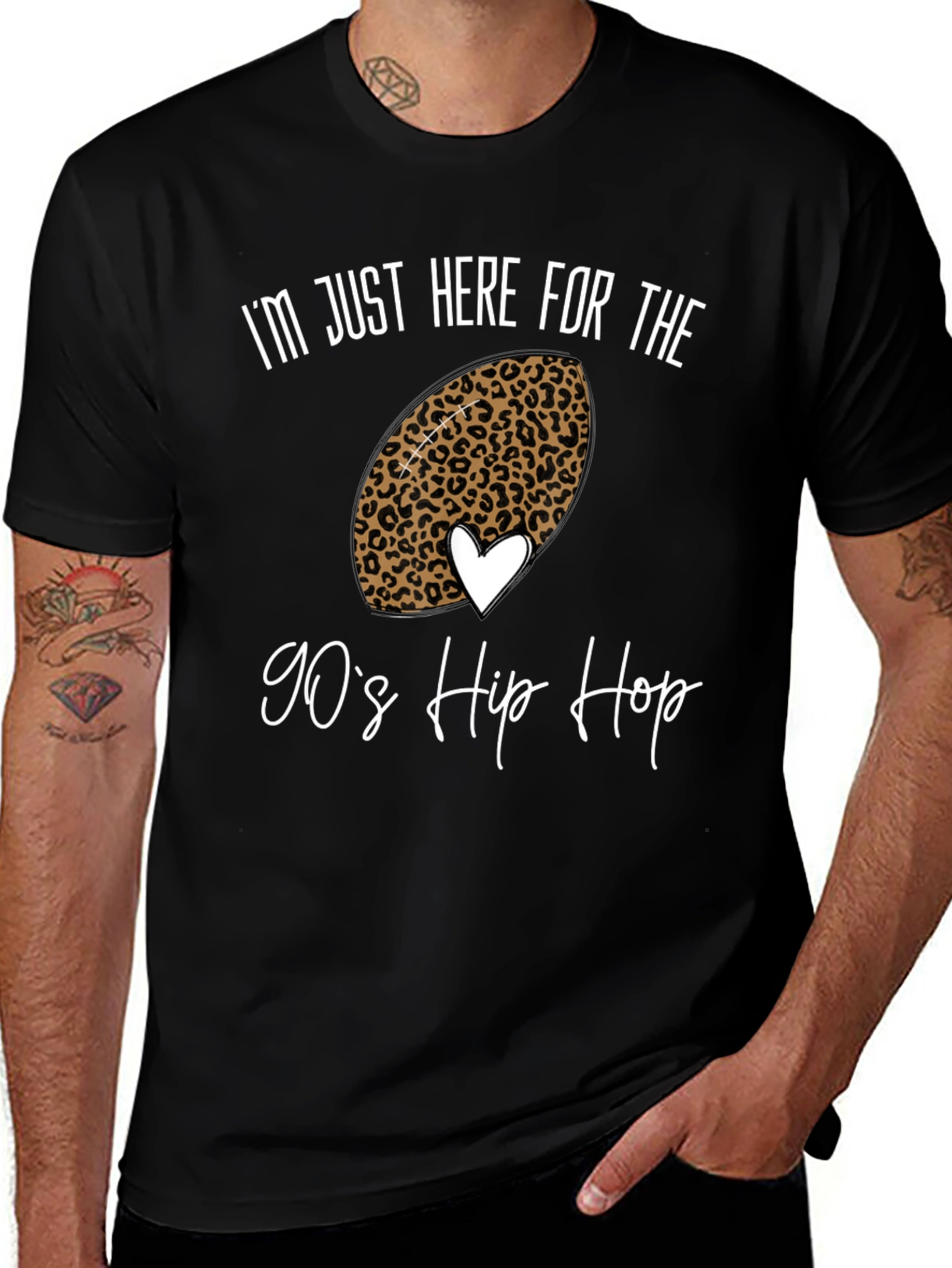 90s Hip Hop Football Leopard Print Tee