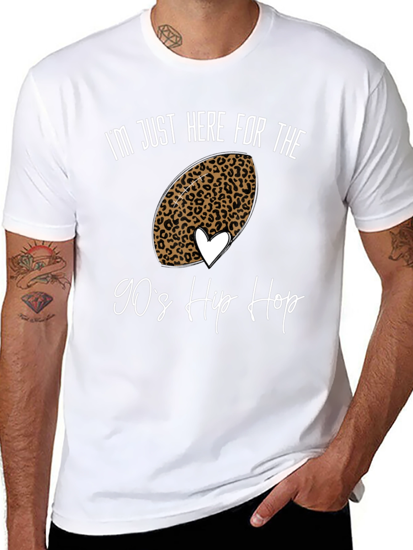 90s Hip Hop Football Leopard Print Tee