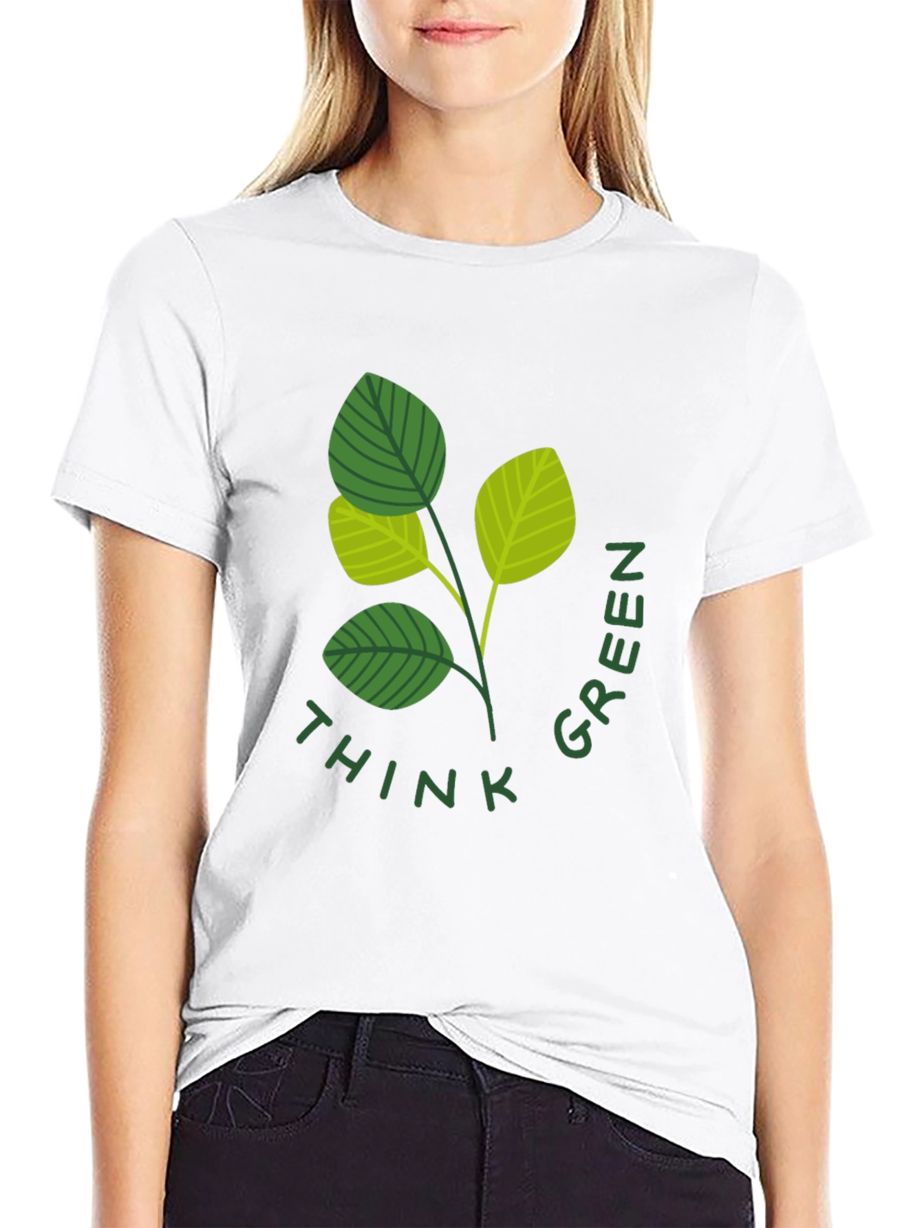 Think Green Leaf Graphic T-Shirt - Eco Friendly Design