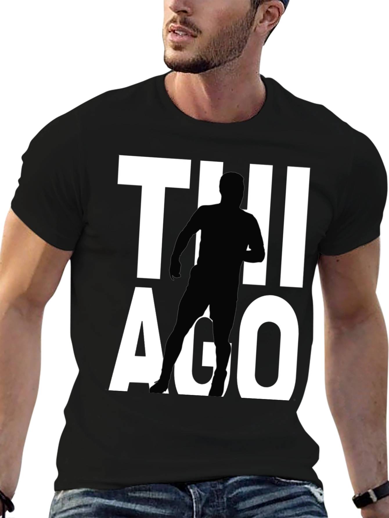Thiago Silhouette Graphic Tee - Black Cotton T-Shirt