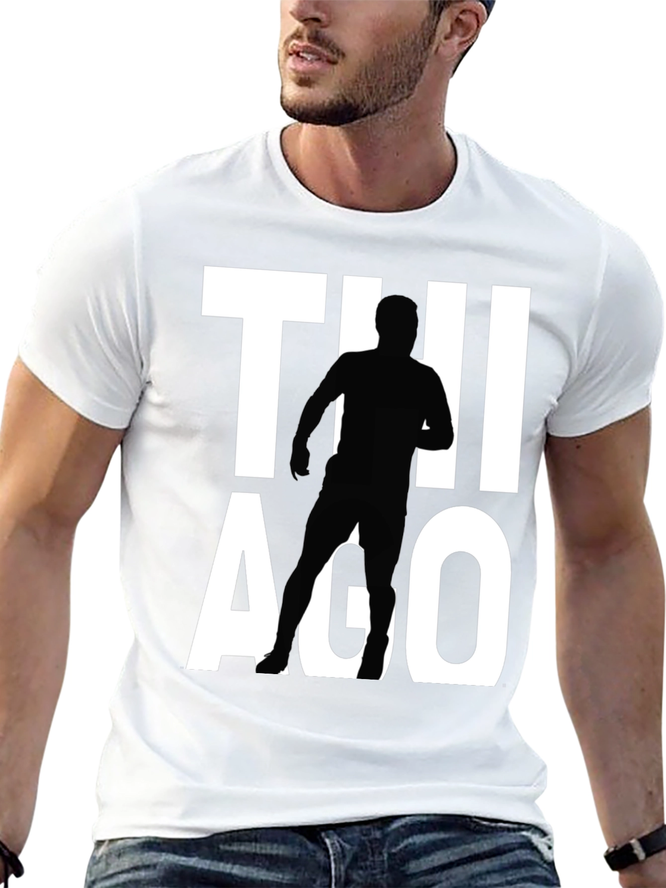 Thiago Silhouette Graphic Tee - Black Cotton T-Shirt
