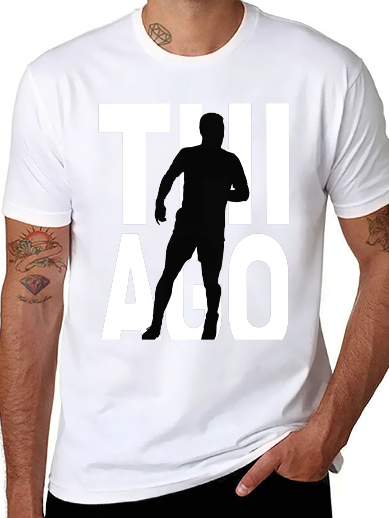 Thiago Silhouette Graphic Tee - Black Cotton T-Shirt