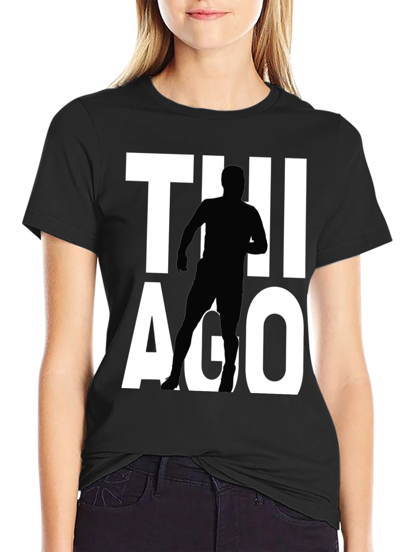 Thiago Silhouette Graphic Tee - Black Cotton T-Shirt