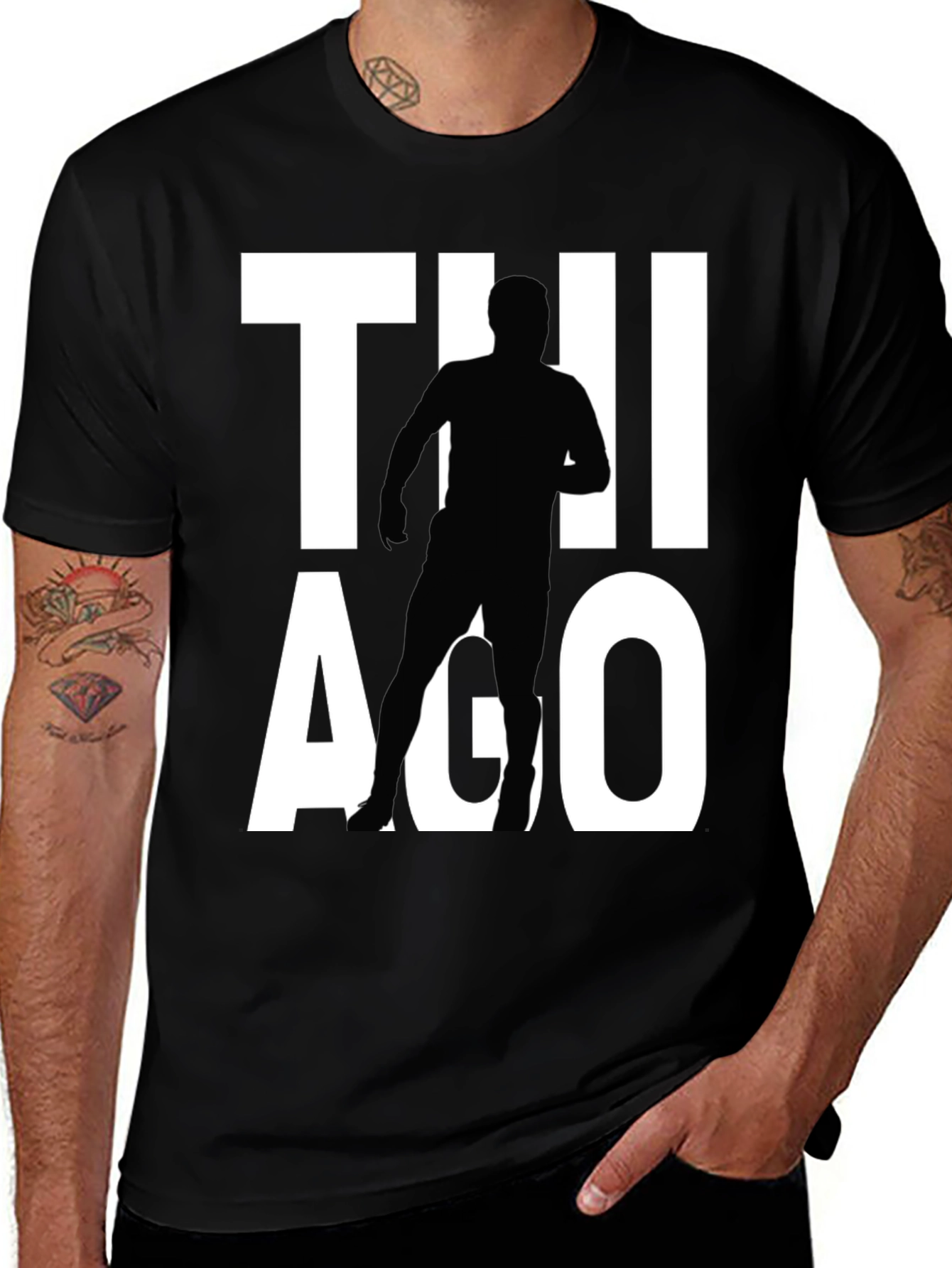 Thiago Silhouette Graphic Tee - Black Cotton T-Shirt