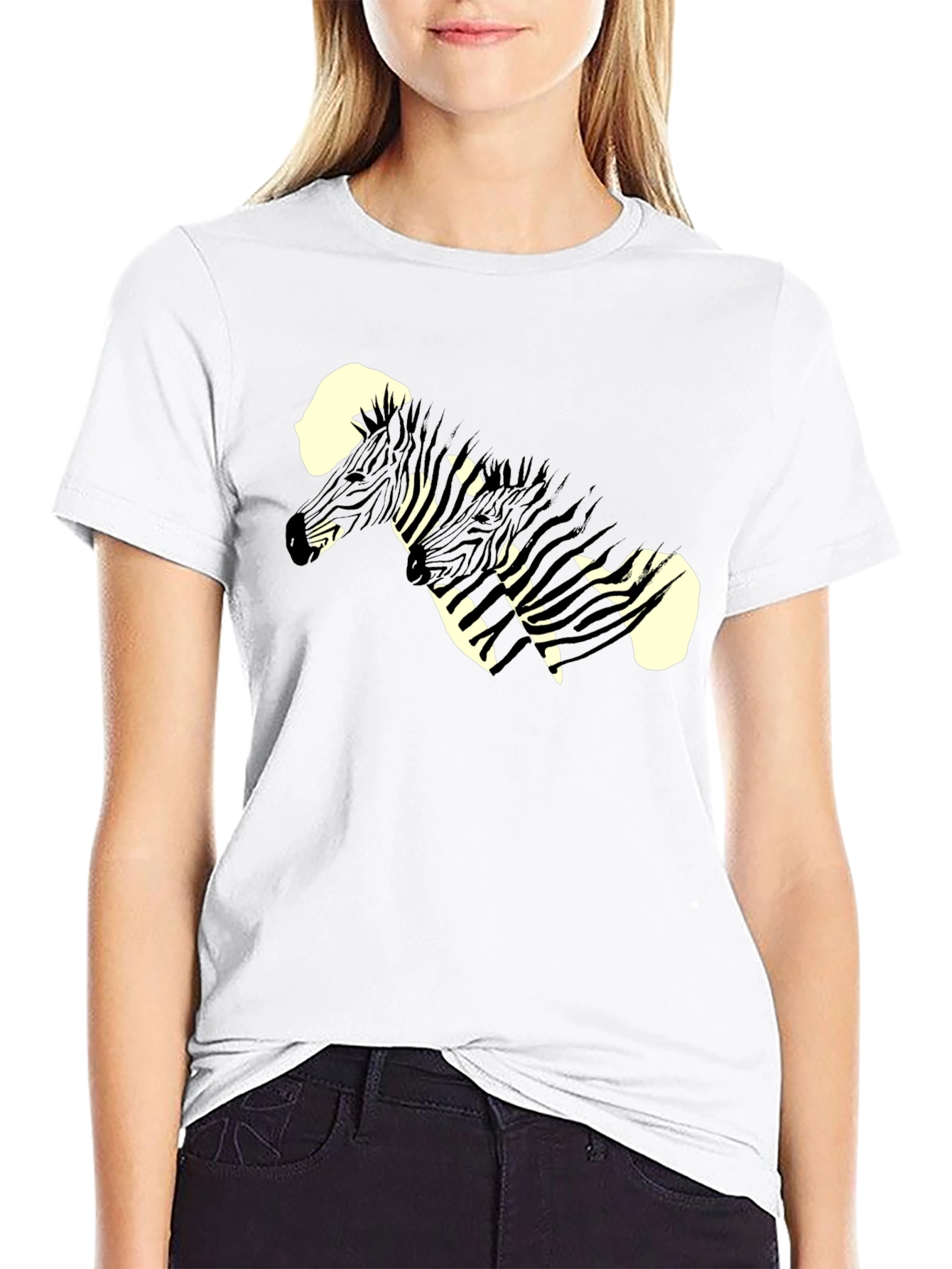 Zebra Graphic Print Black Tee