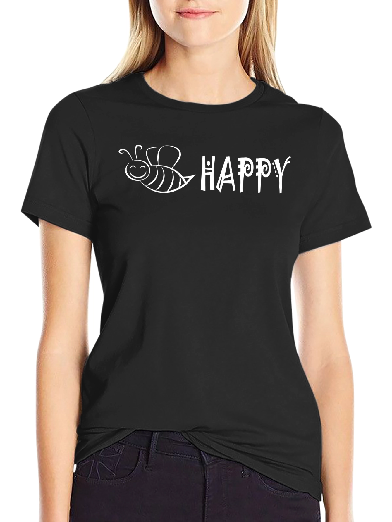 Bee Happy Graphic T-Shirt - Unisex Casual Tee