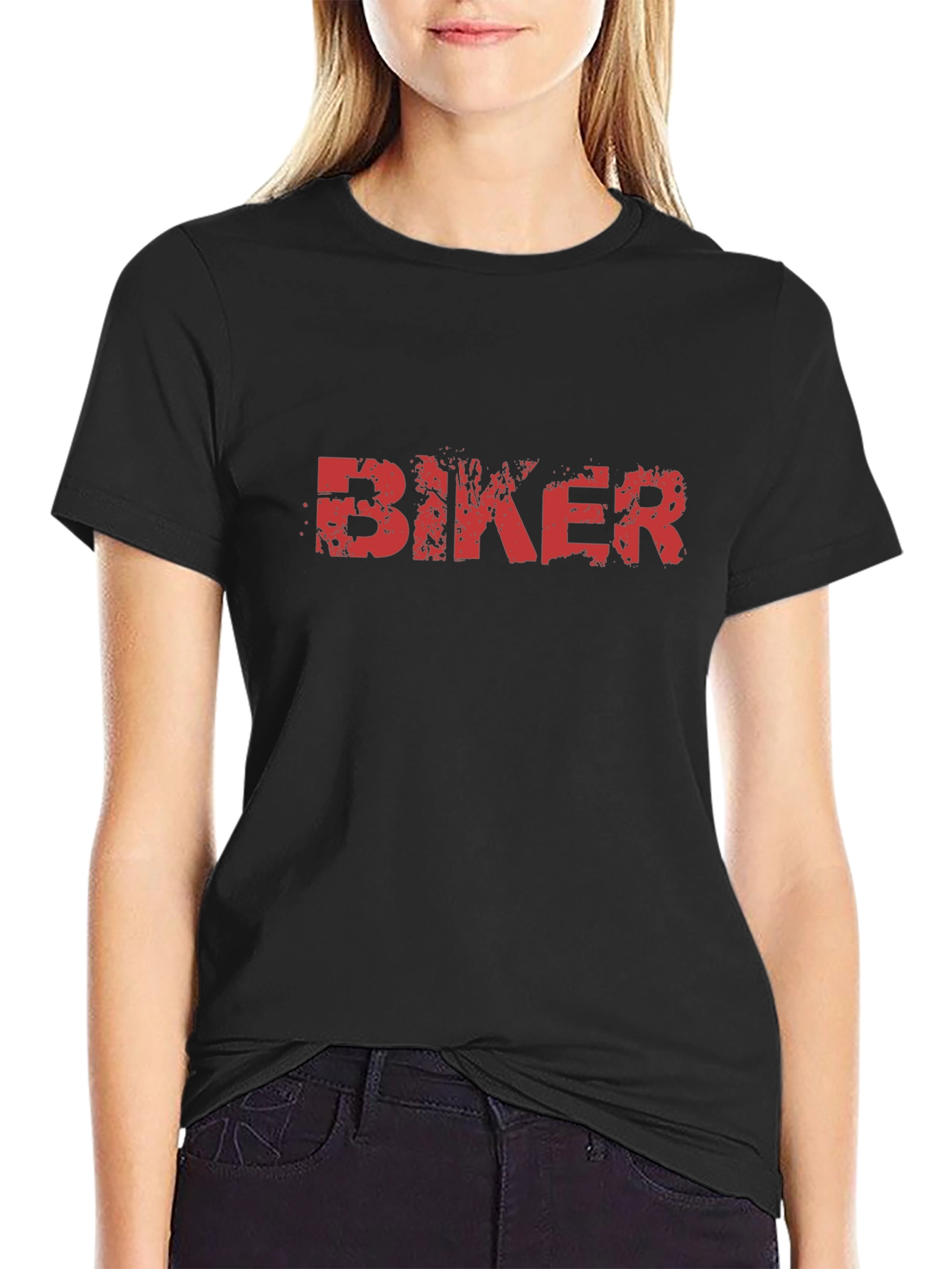Biker Graphic Tee - Black Cotton T-Shirt