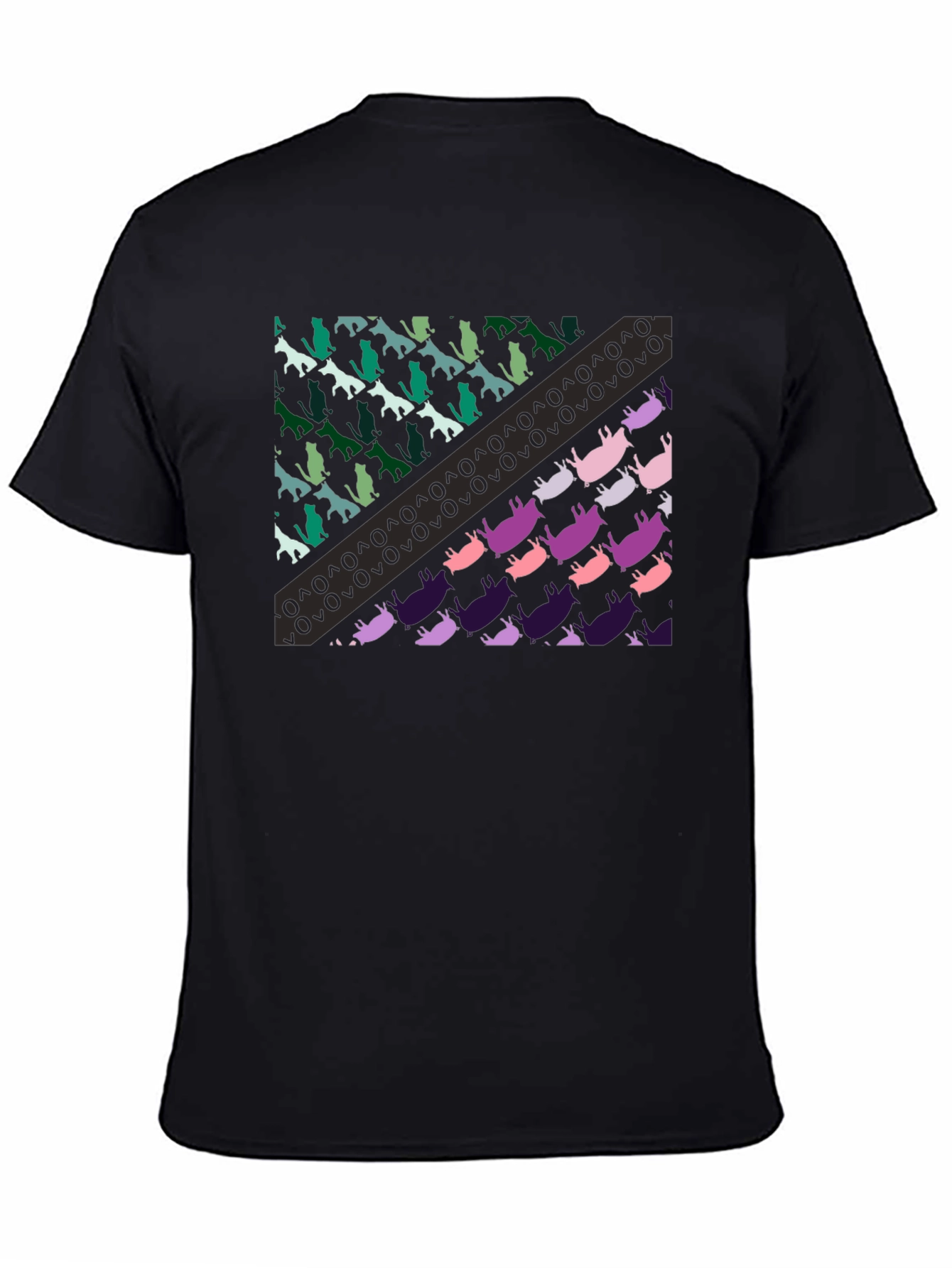 Abstract Animal Print Mens Black T-Shirt