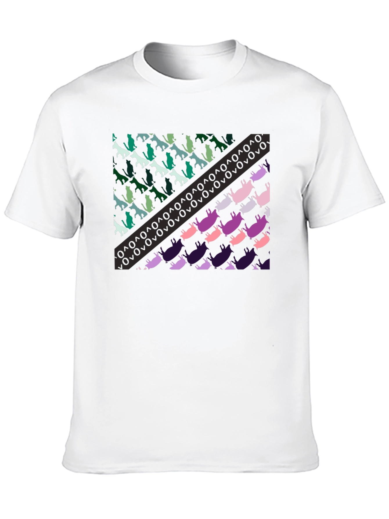 Abstract Animal Print Mens Black T-Shirt