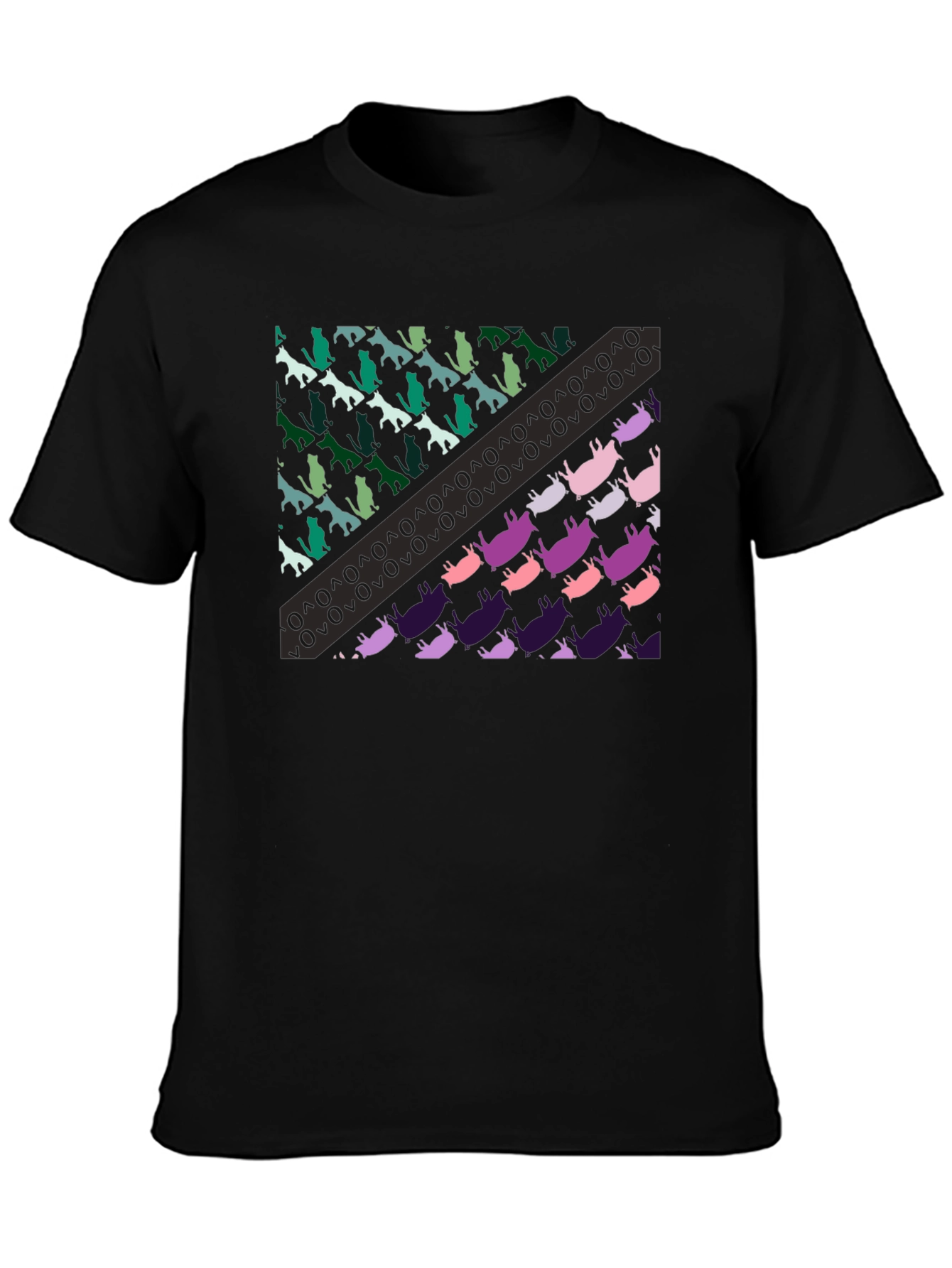 Abstract Animal Print Mens Black T-Shirt