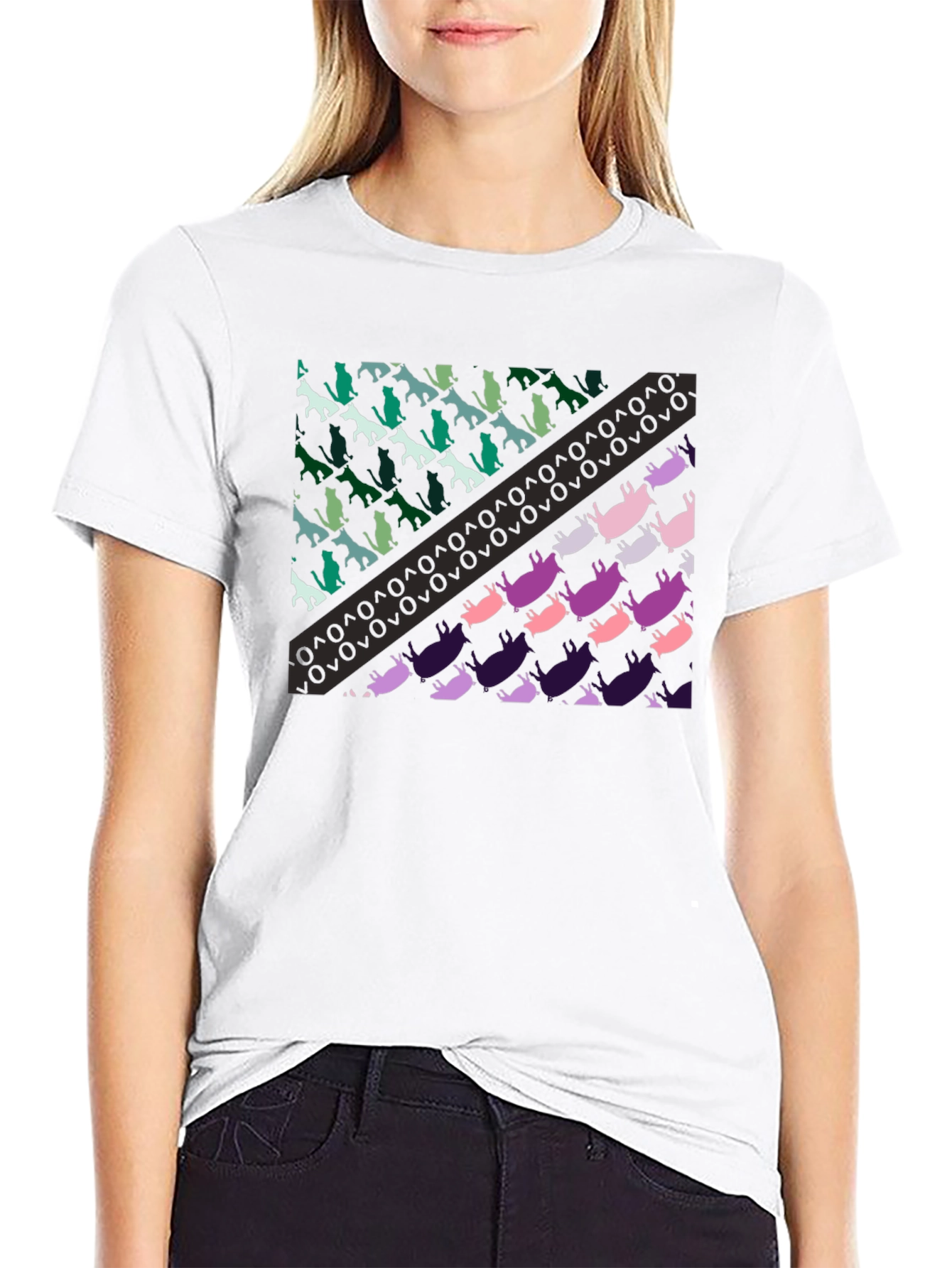 Abstract Animal Print Mens Black T-Shirt