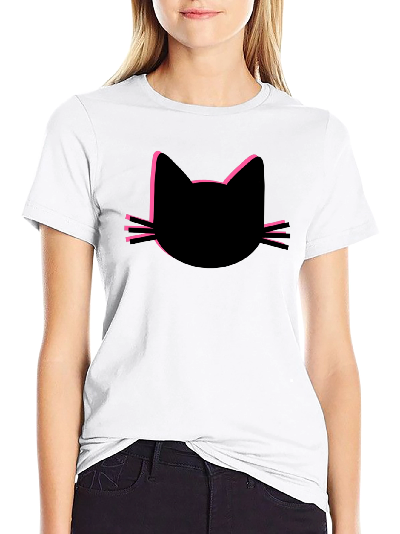 Black Cat Silhouette Tee - Modern Graphic T-Shirt