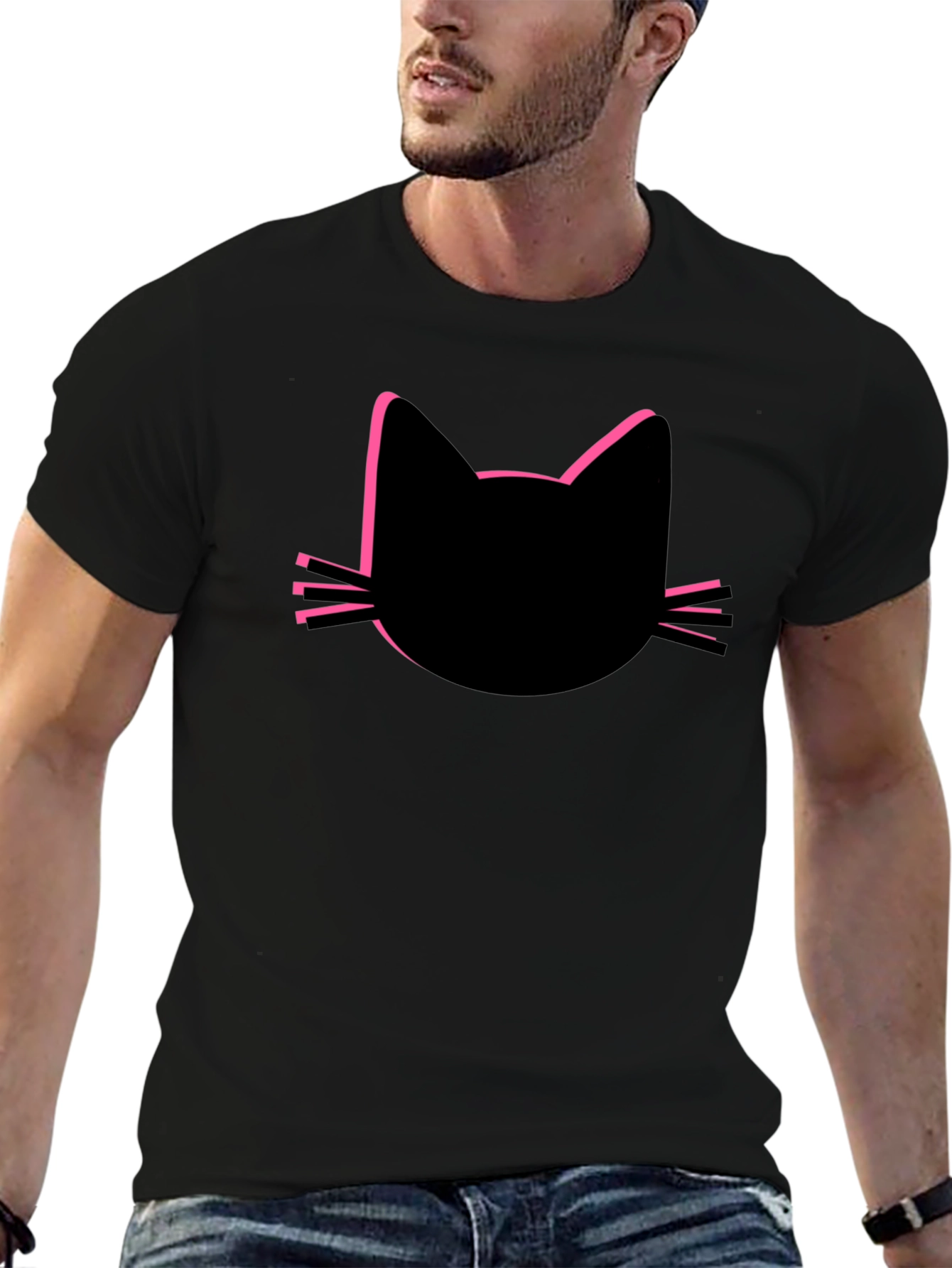 Black Cat Silhouette Tee - Modern Graphic T-Shirt