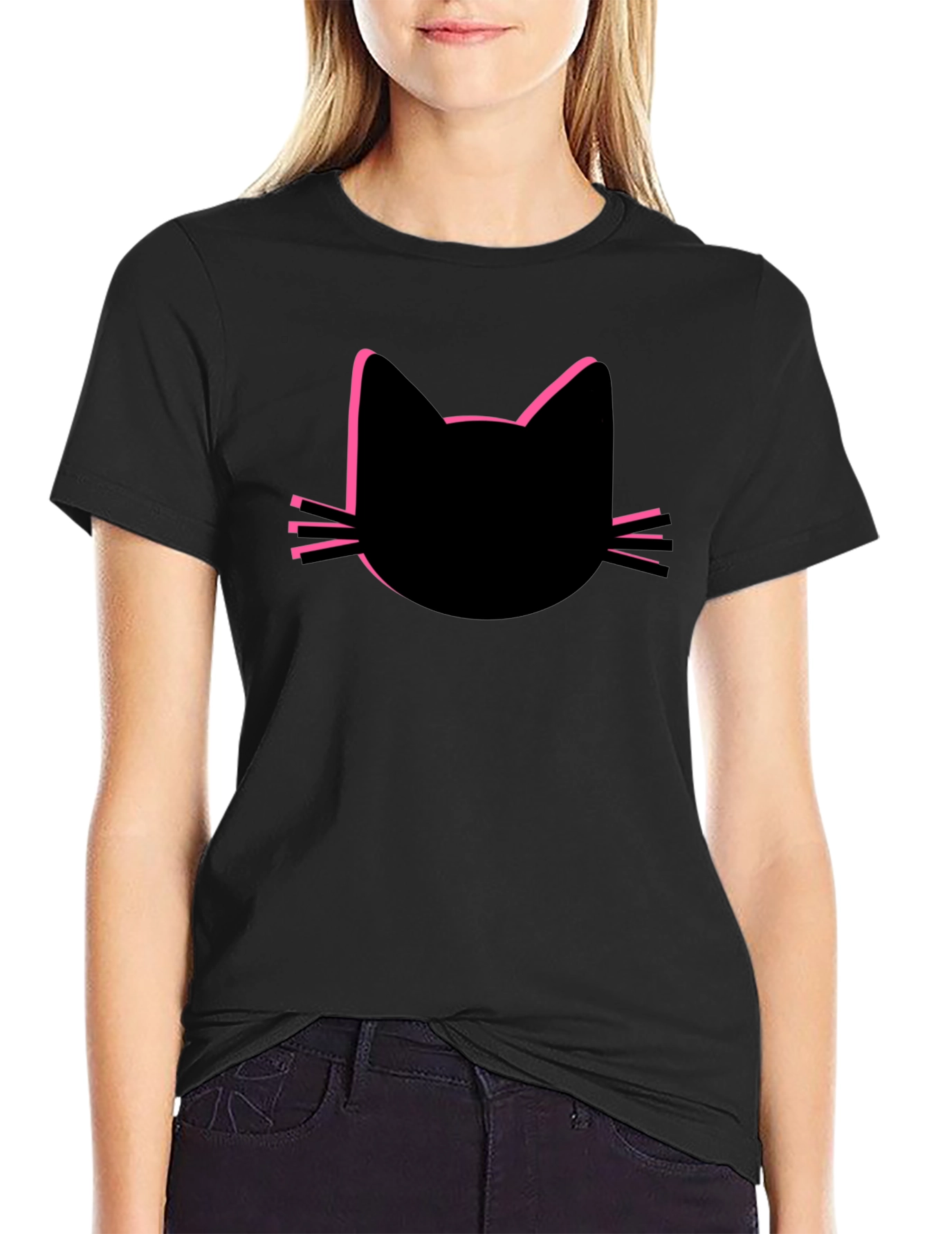 Black Cat Silhouette Tee - Modern Graphic T-Shirt