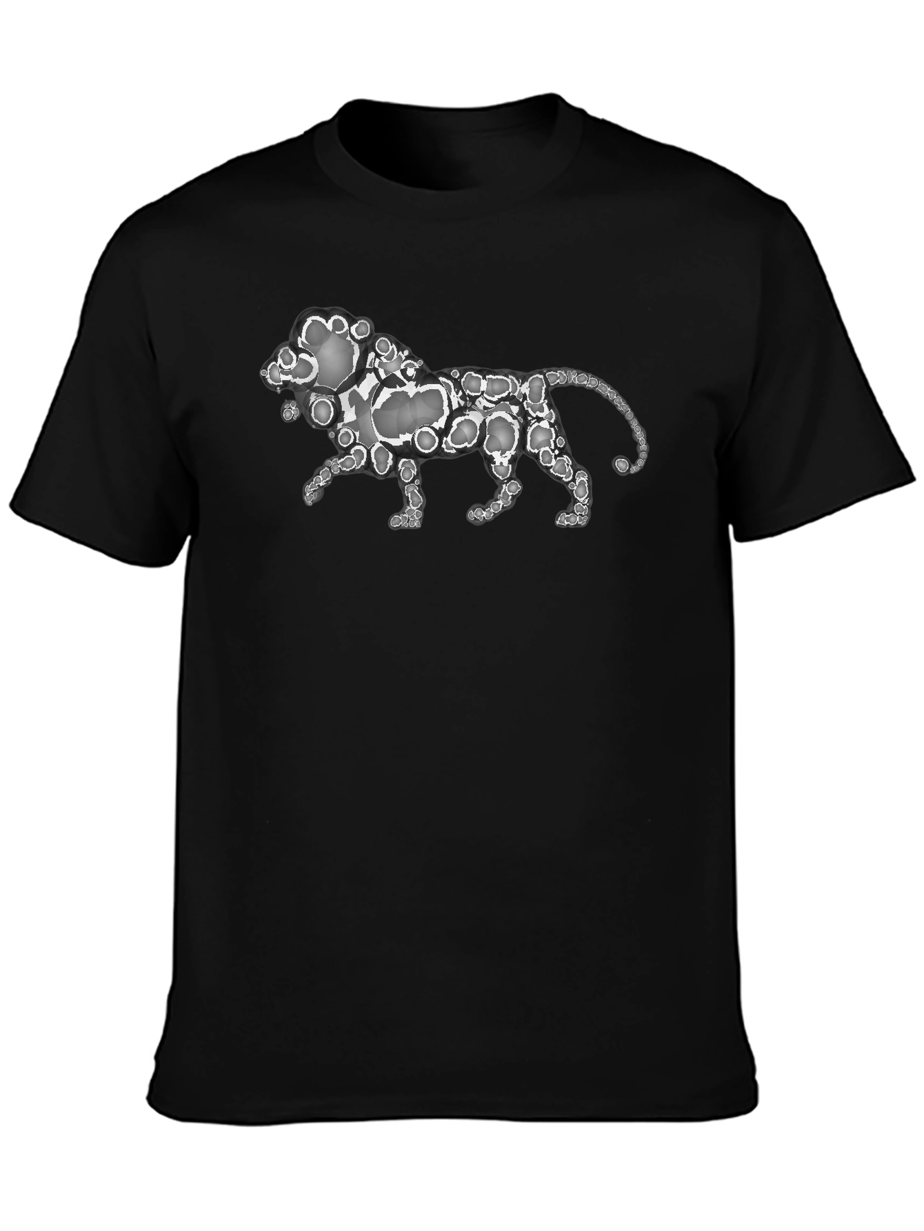 Abstract Lion Print Black T-Shirt