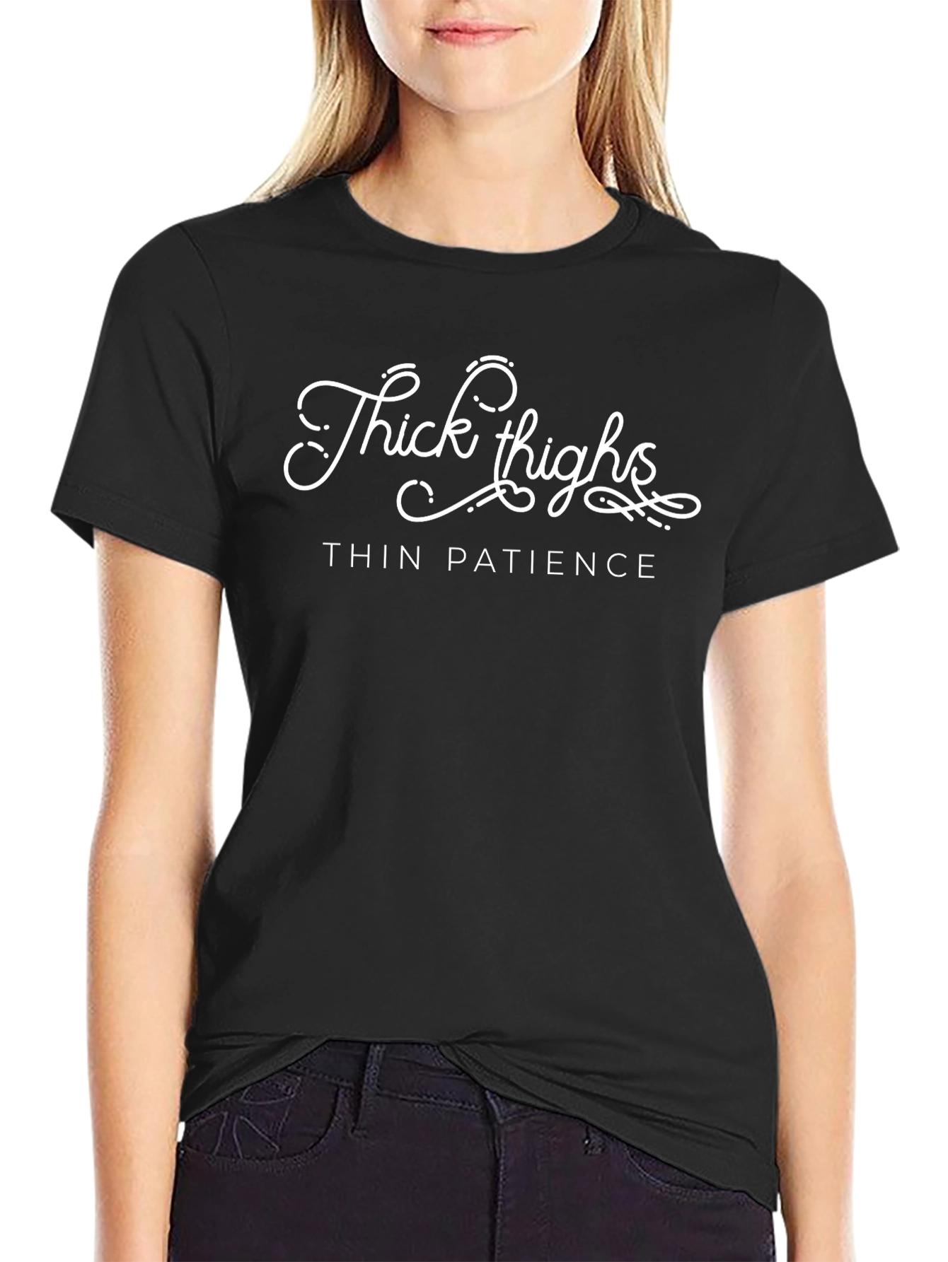 Thick Thighs Thin Patience Black Graphic Tee