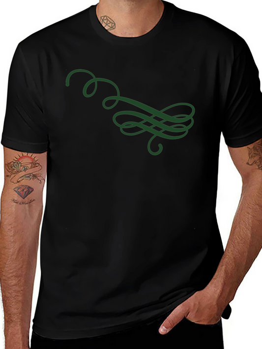 Stylish Black T-Shirt with Green Swirl Design