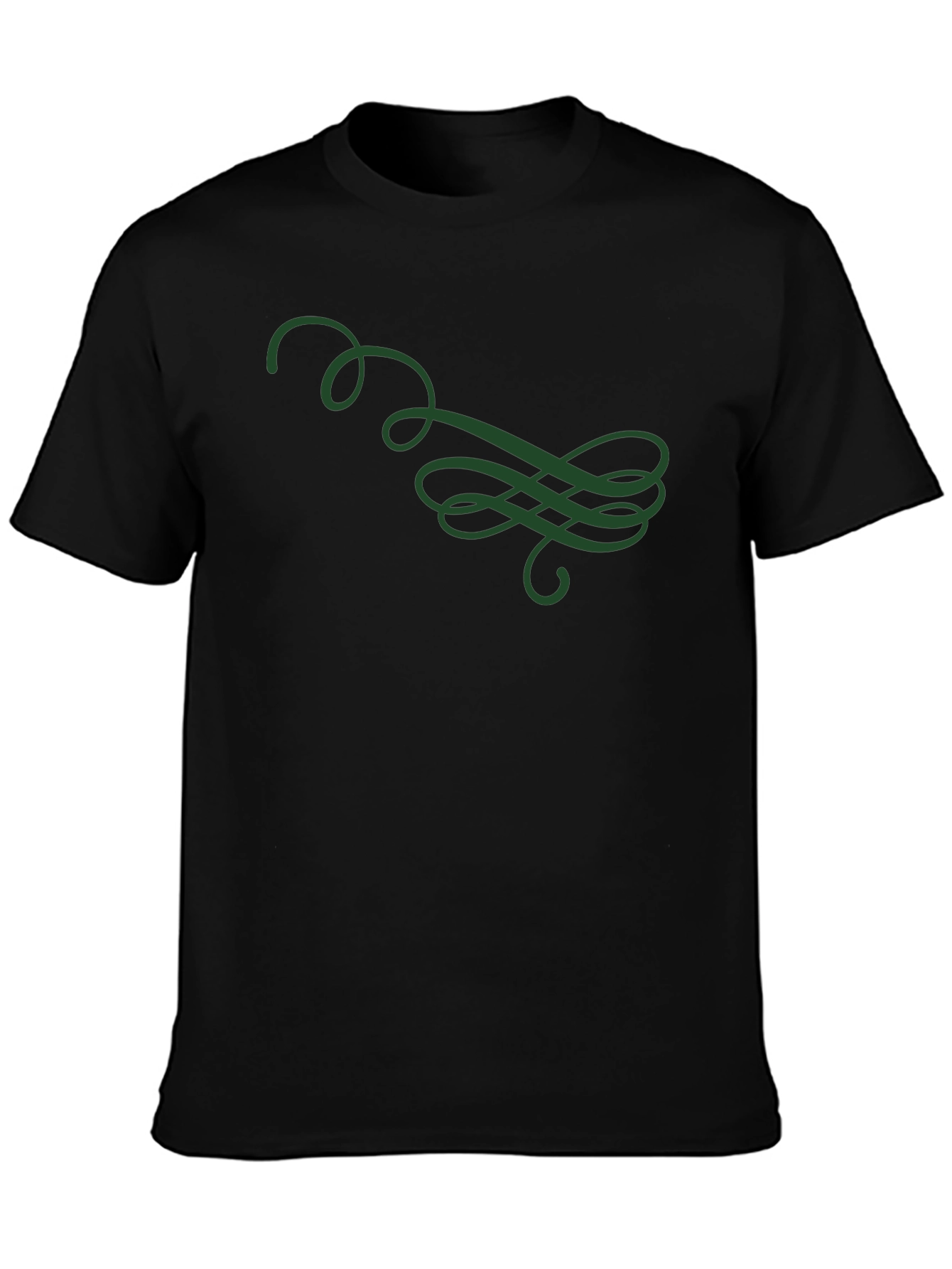 Stylish Black T-Shirt with Green Swirl Design