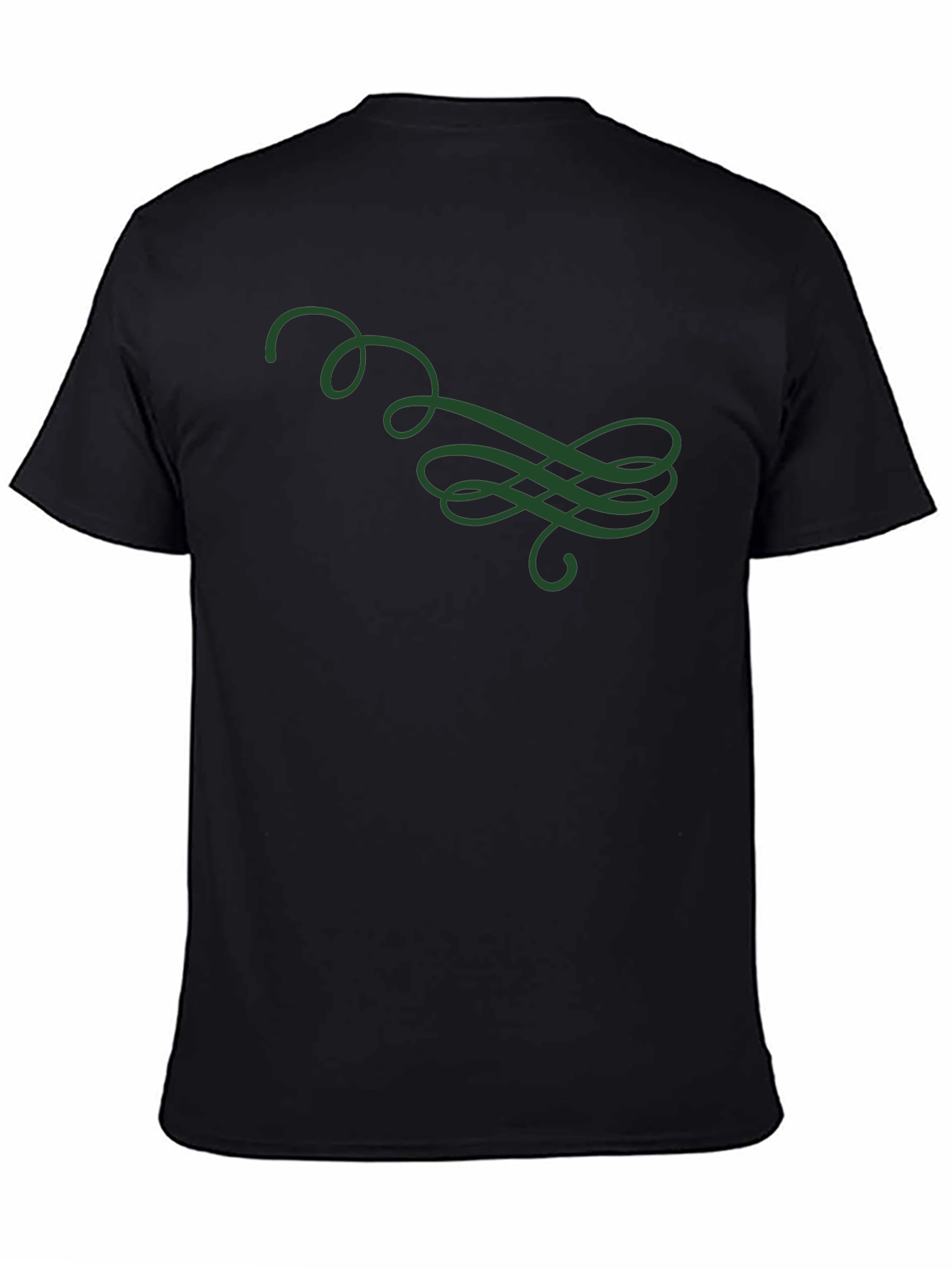 Stylish Black T-Shirt with Green Swirl Design