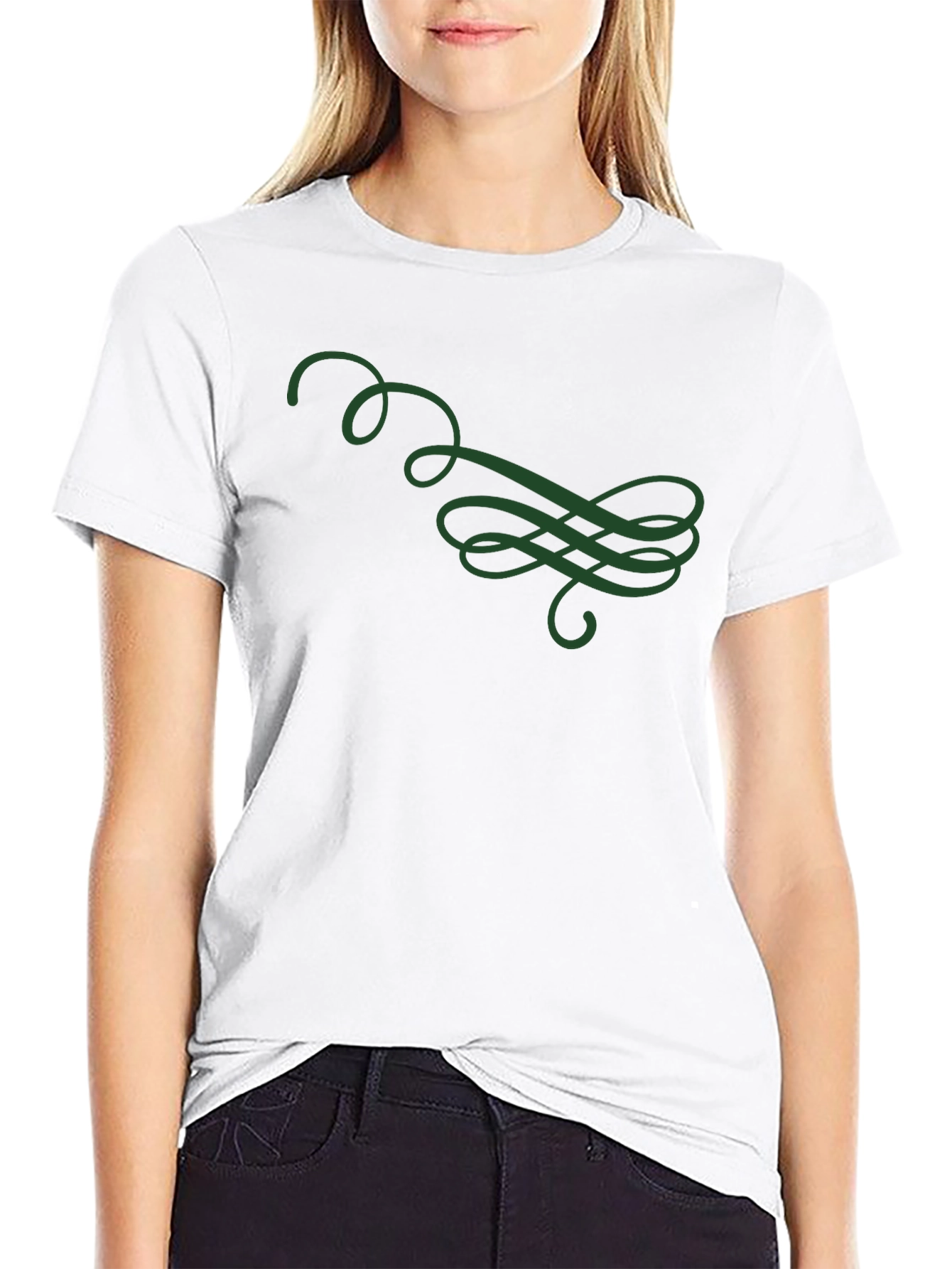 Stylish Black T-Shirt with Green Swirl Design
