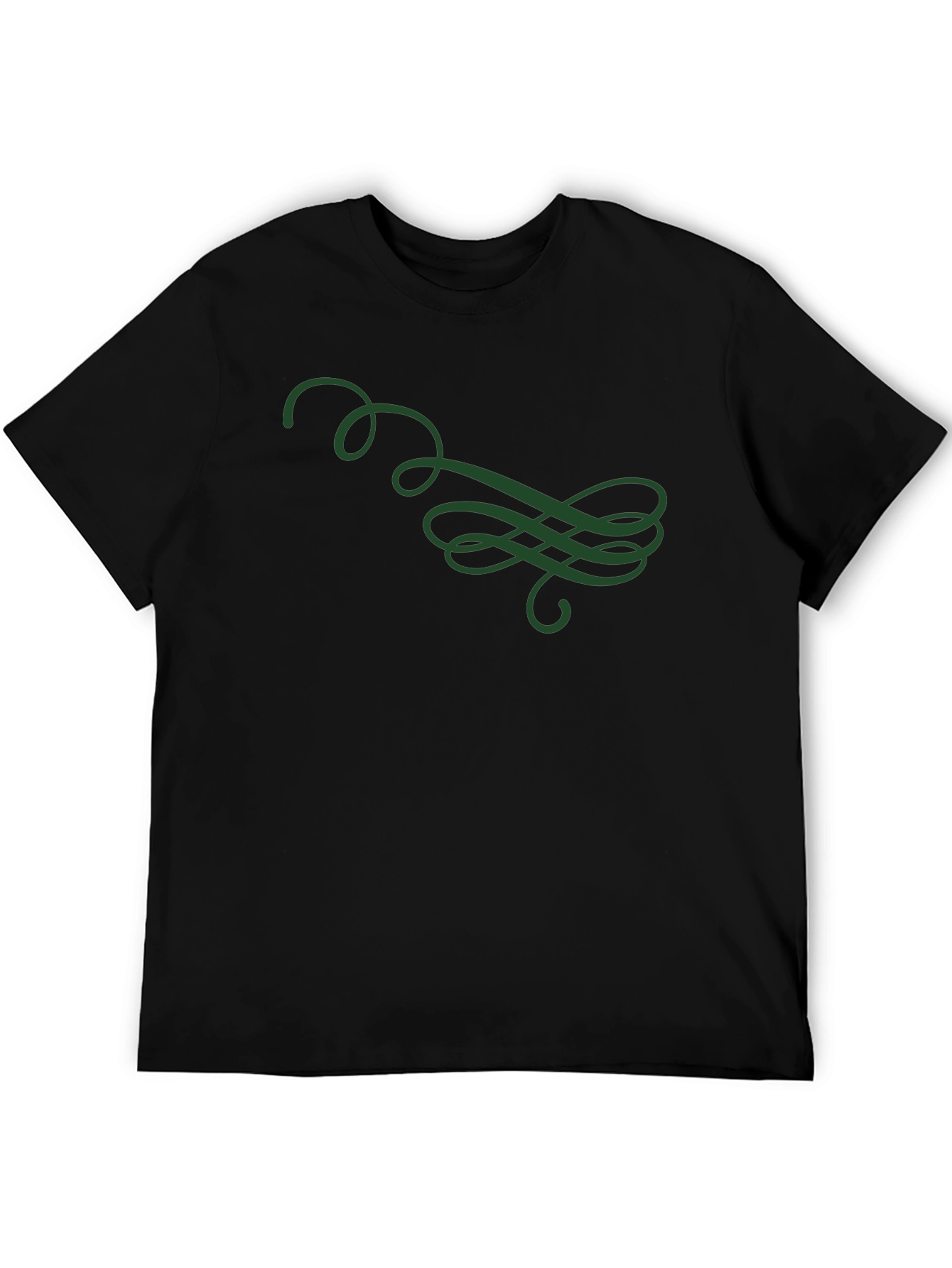 Stylish Black T-Shirt with Green Swirl Design