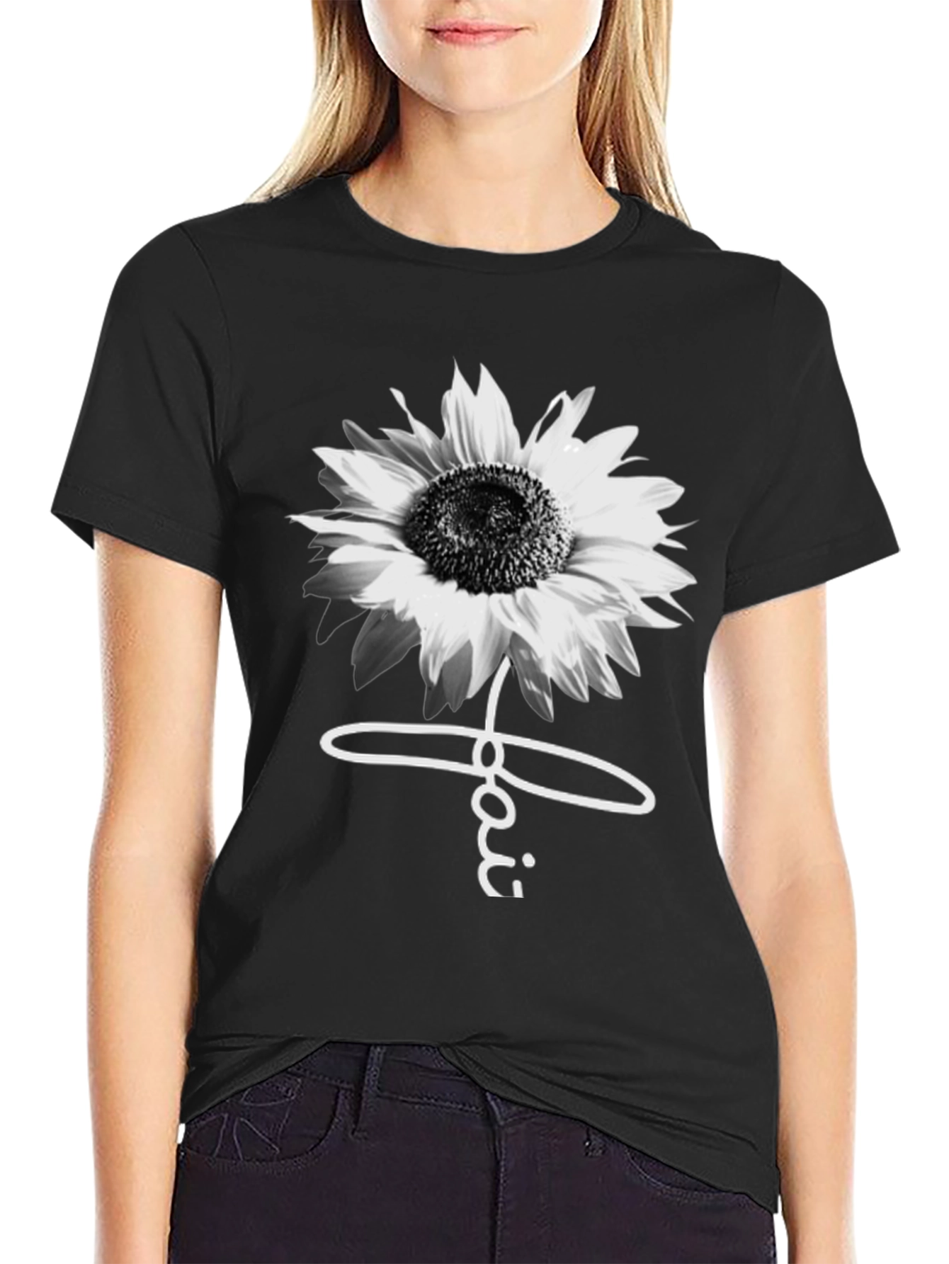 Black Sunflower Faith Graphic Tee
