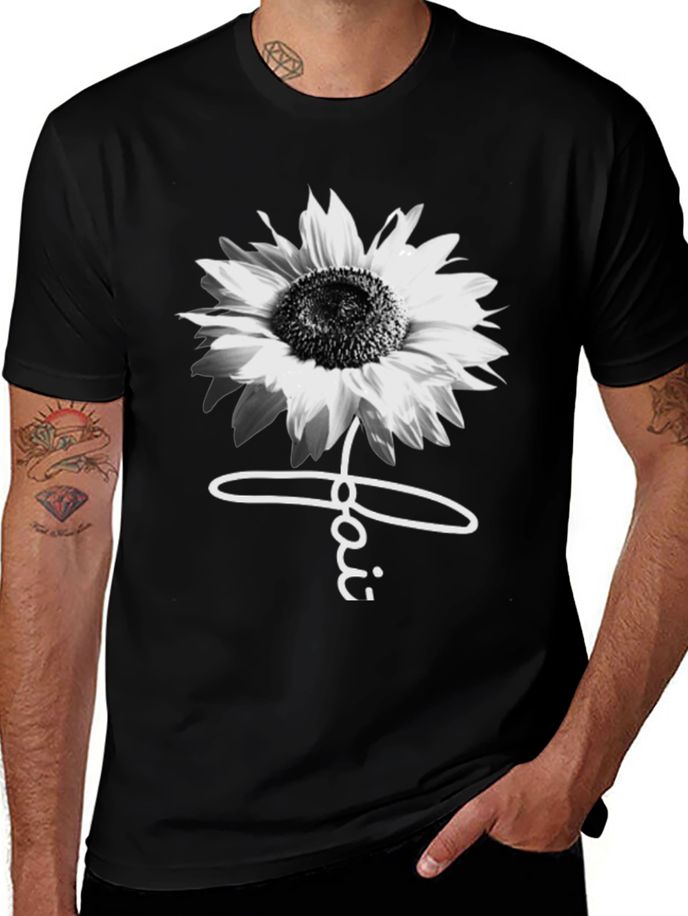 Black Sunflower Faith Graphic Tee