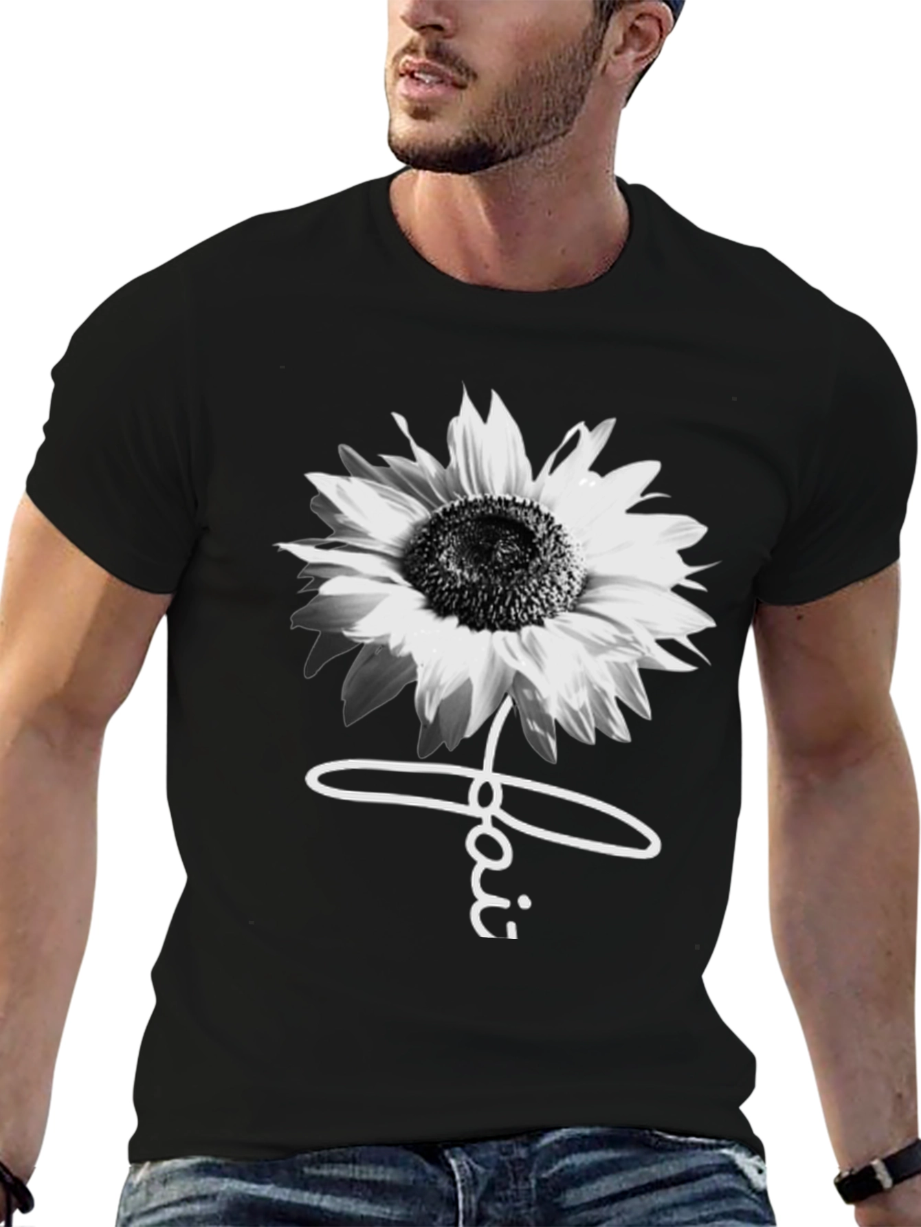 Black Sunflower Faith Graphic Tee