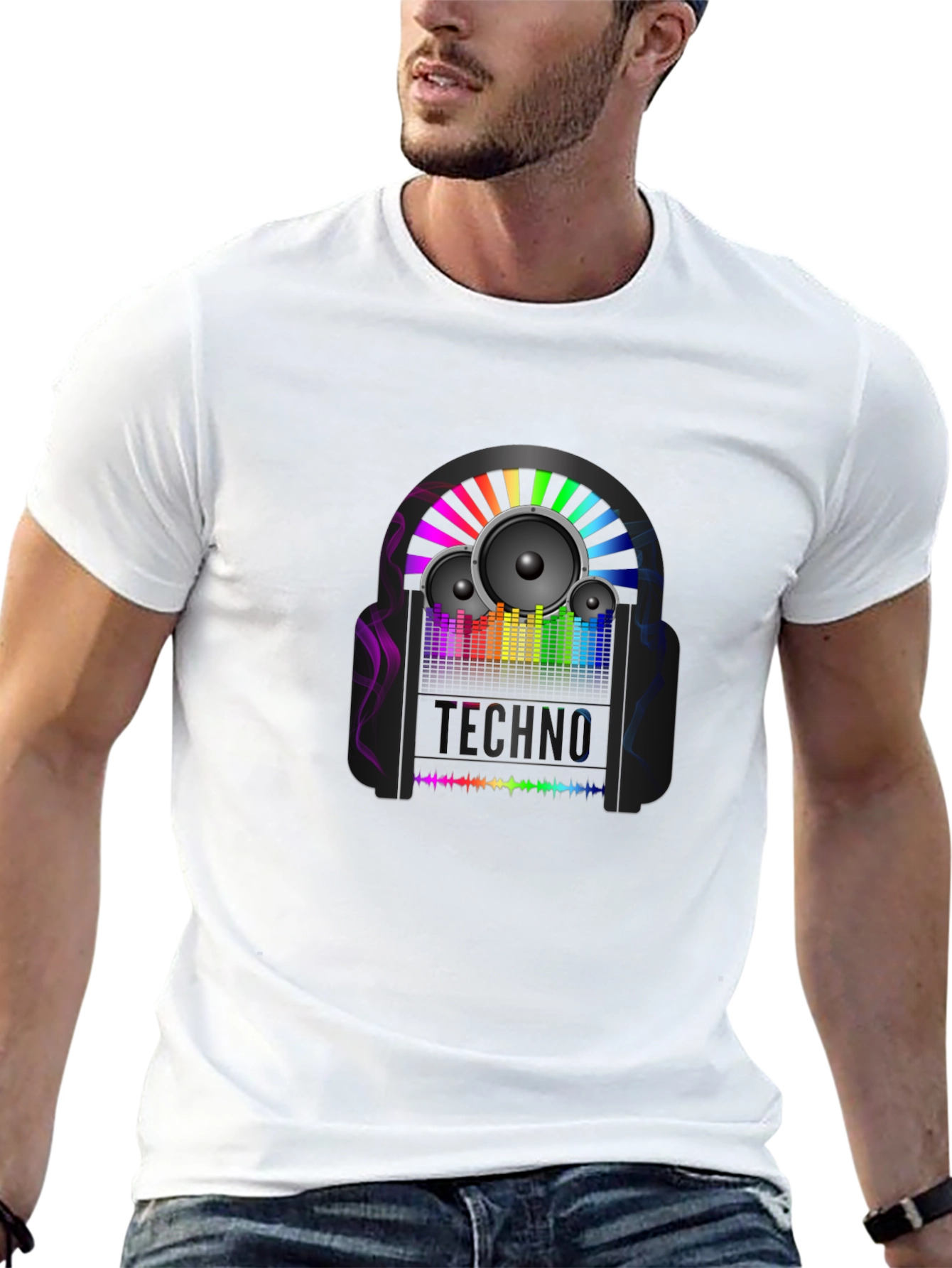 Techno Music Graphic T-Shirt - Black Cotton Tee