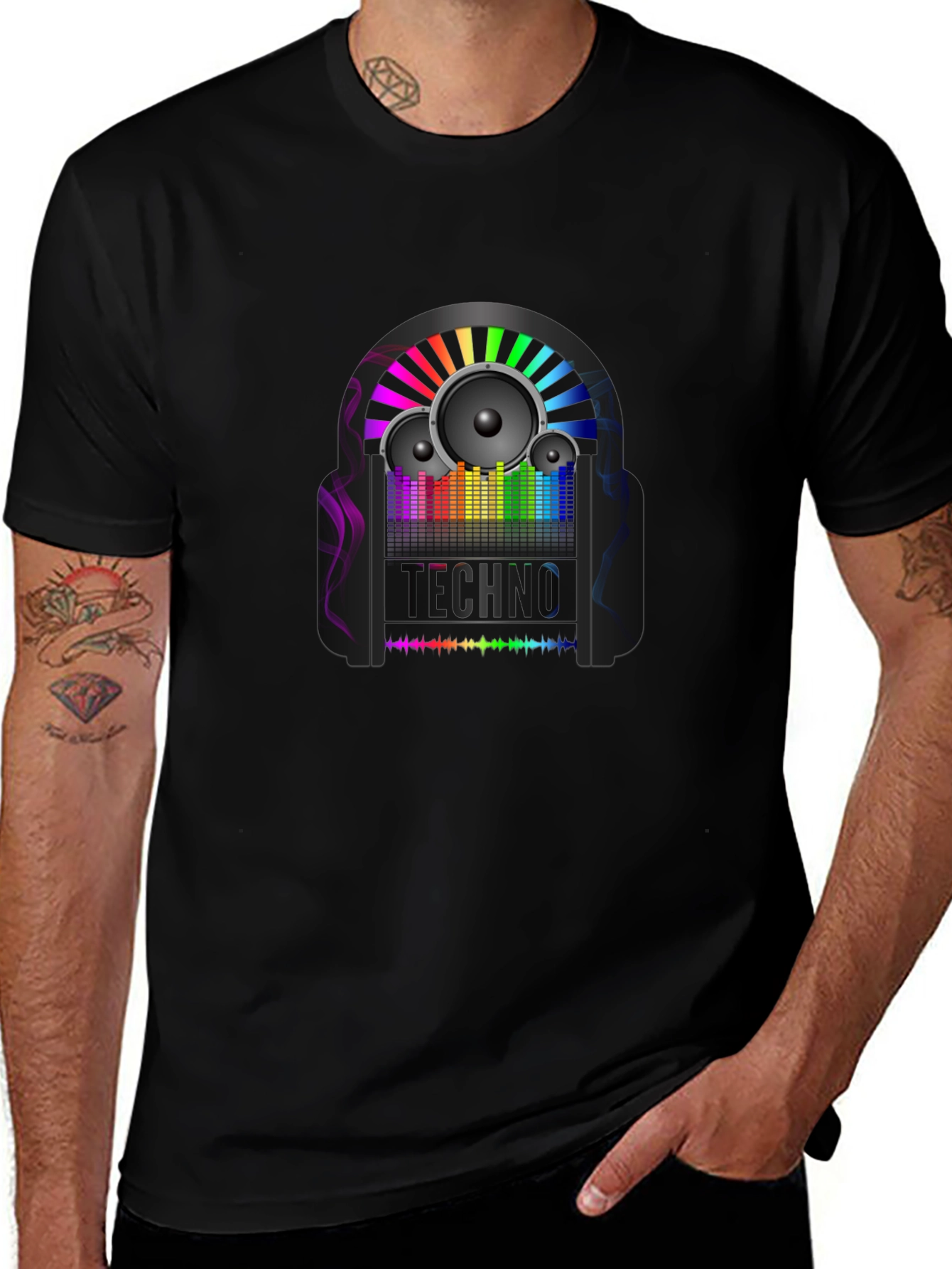 Techno Music Graphic T-Shirt - Black Cotton Tee
