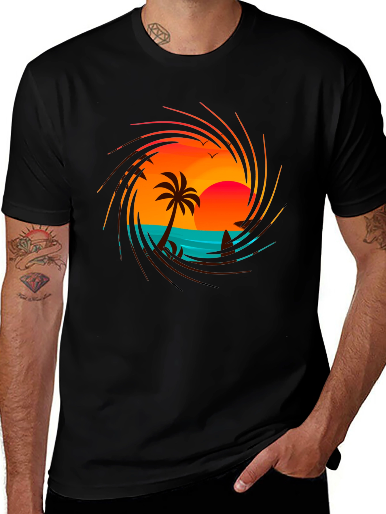 Sunset Beach Graphic Tee - Tropical Vibes