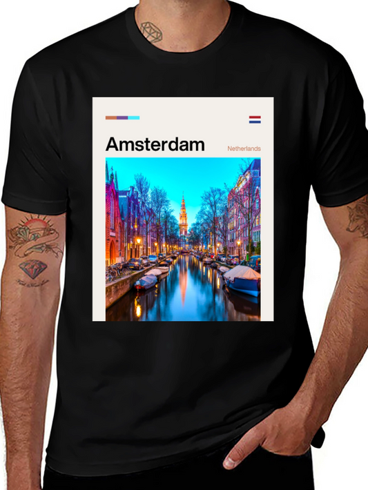 Amsterdam T-Shirt: Cityscape Graphic Tee