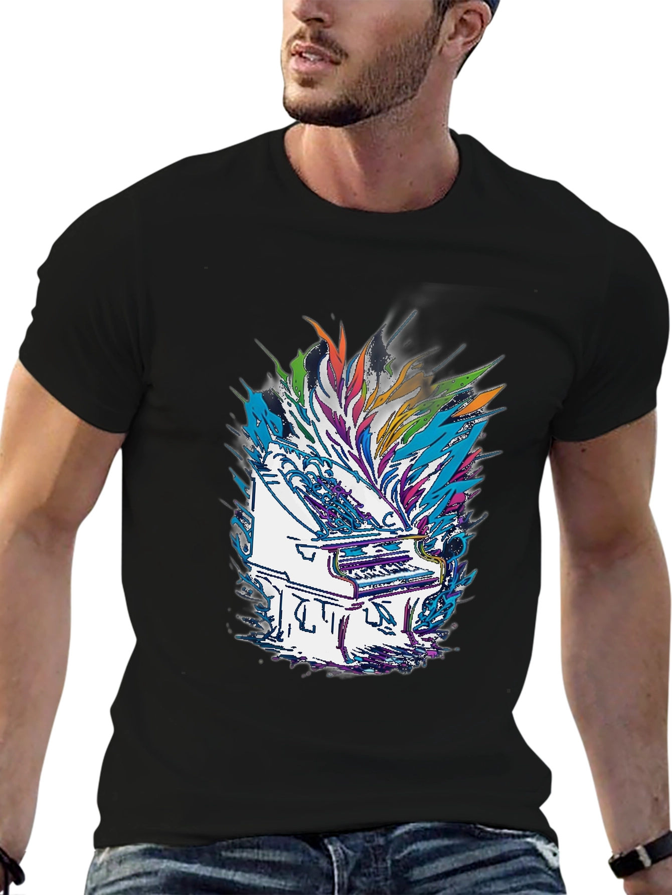 Abstract Piano Graphic Tee - Black