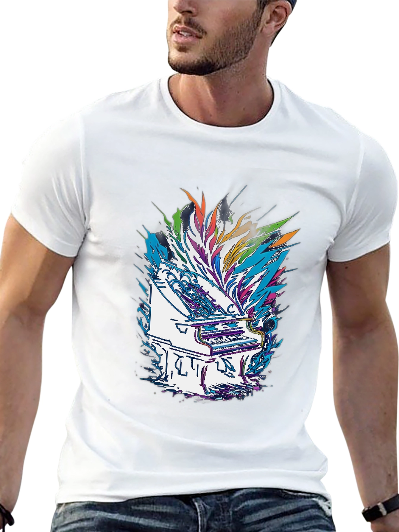 Abstract Piano Graphic Tee - Black
