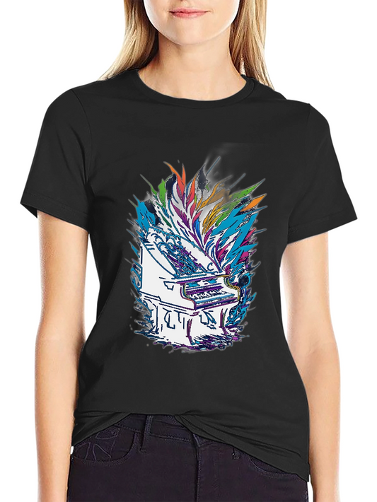 Abstract Piano Graphic Tee - Black