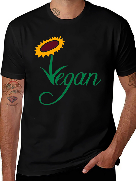 Vegan Sunflower Graphic Tee - Black