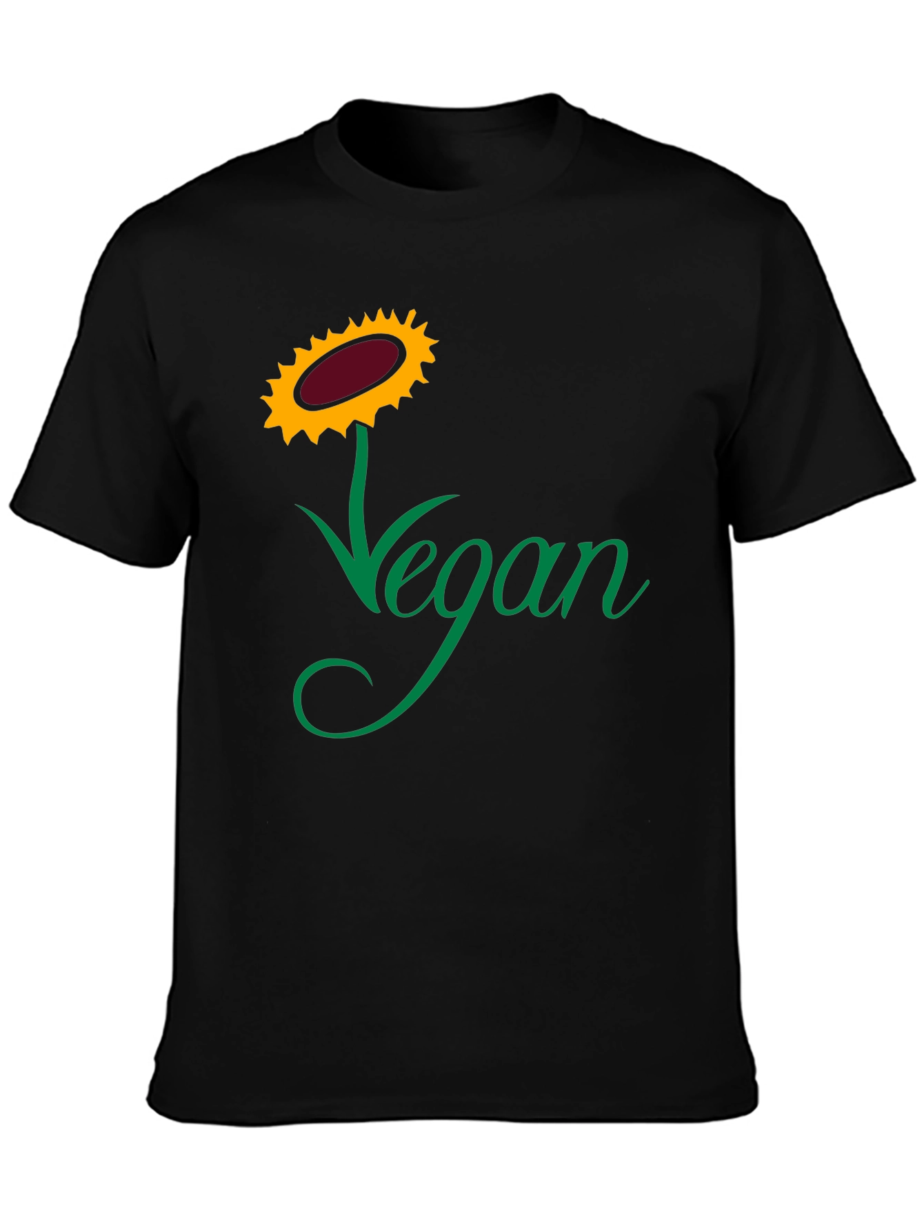 Vegan Sunflower Graphic Tee - Black