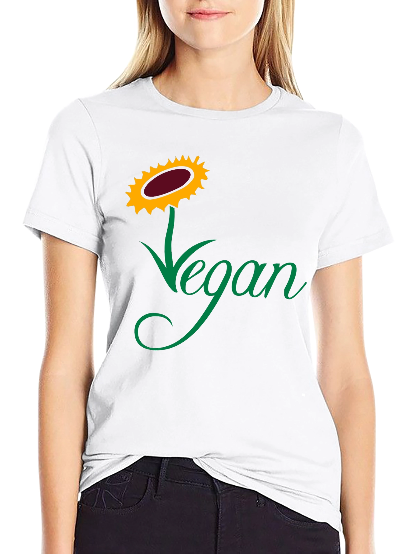 Vegan Sunflower Graphic Tee - Black