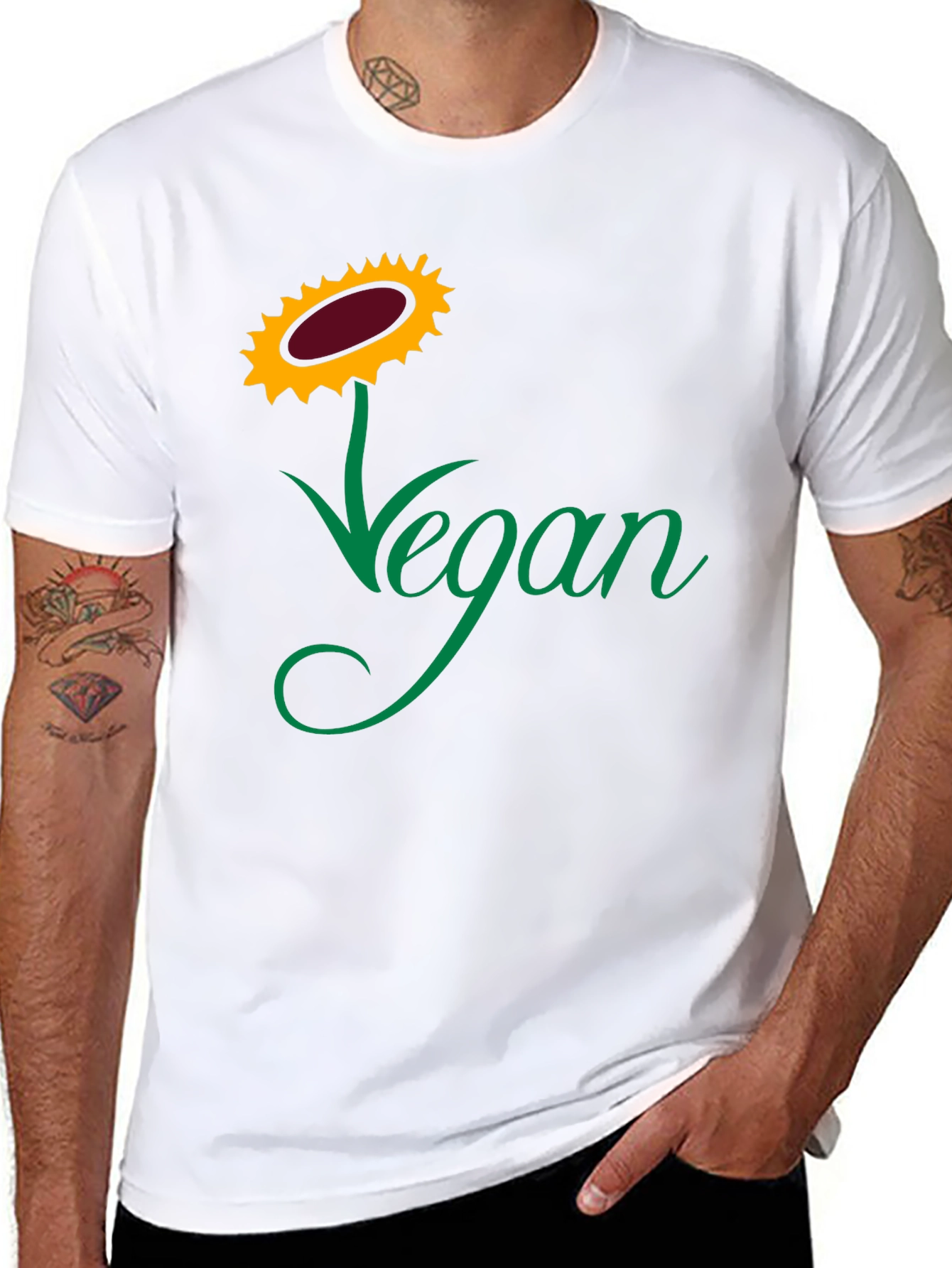 Vegan Sunflower Graphic Tee - Black
