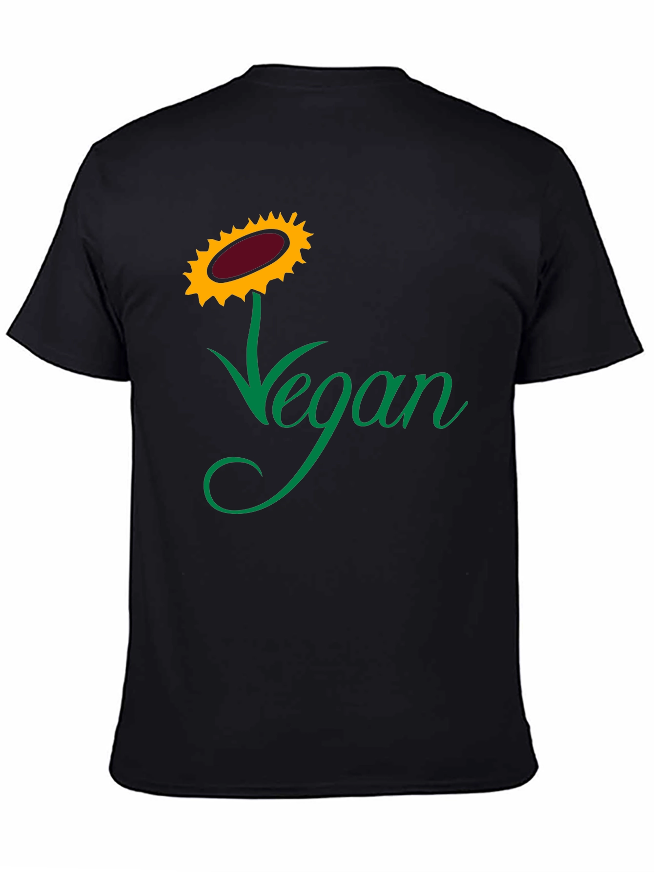 Vegan Sunflower Graphic Tee - Black