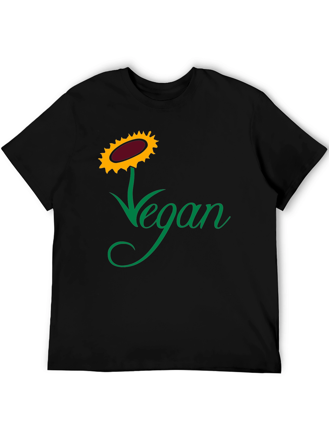 Vegan Sunflower Graphic Tee - Black