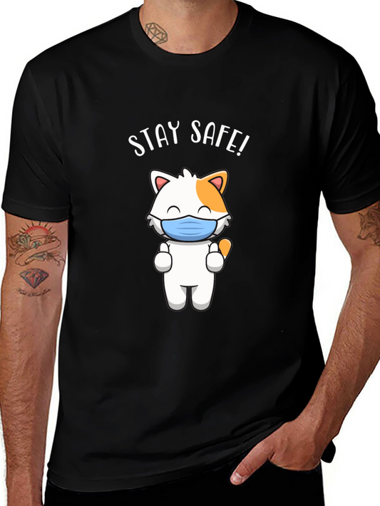 Stay Safe Cat T-Shirt - Unisex Cotton Tee