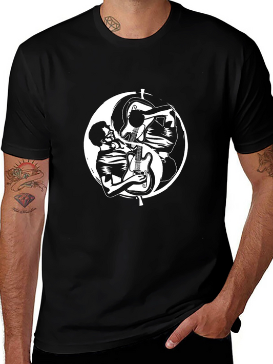 Yin Yang Guitar Player Black T-Shirt