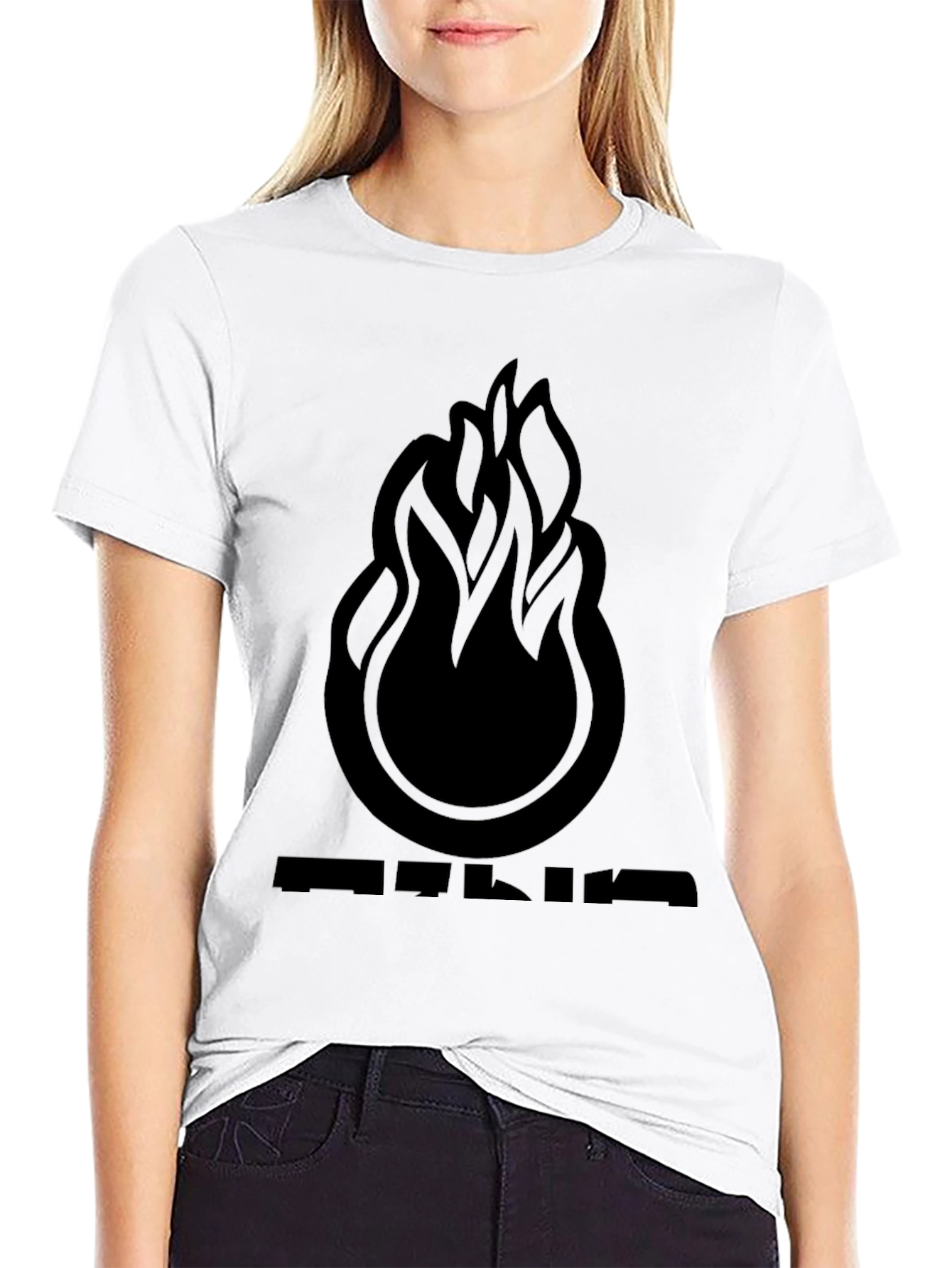 Bold Flame Graphic Black T-Shirt