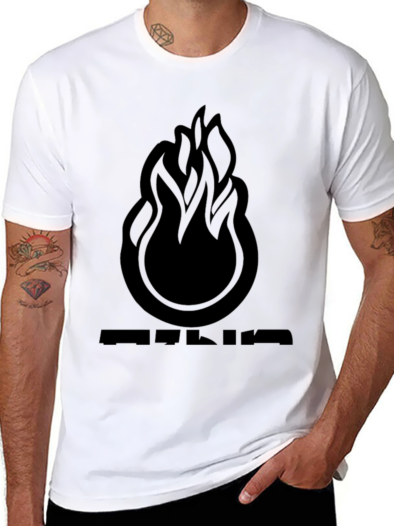 Bold Flame Graphic Black T-Shirt