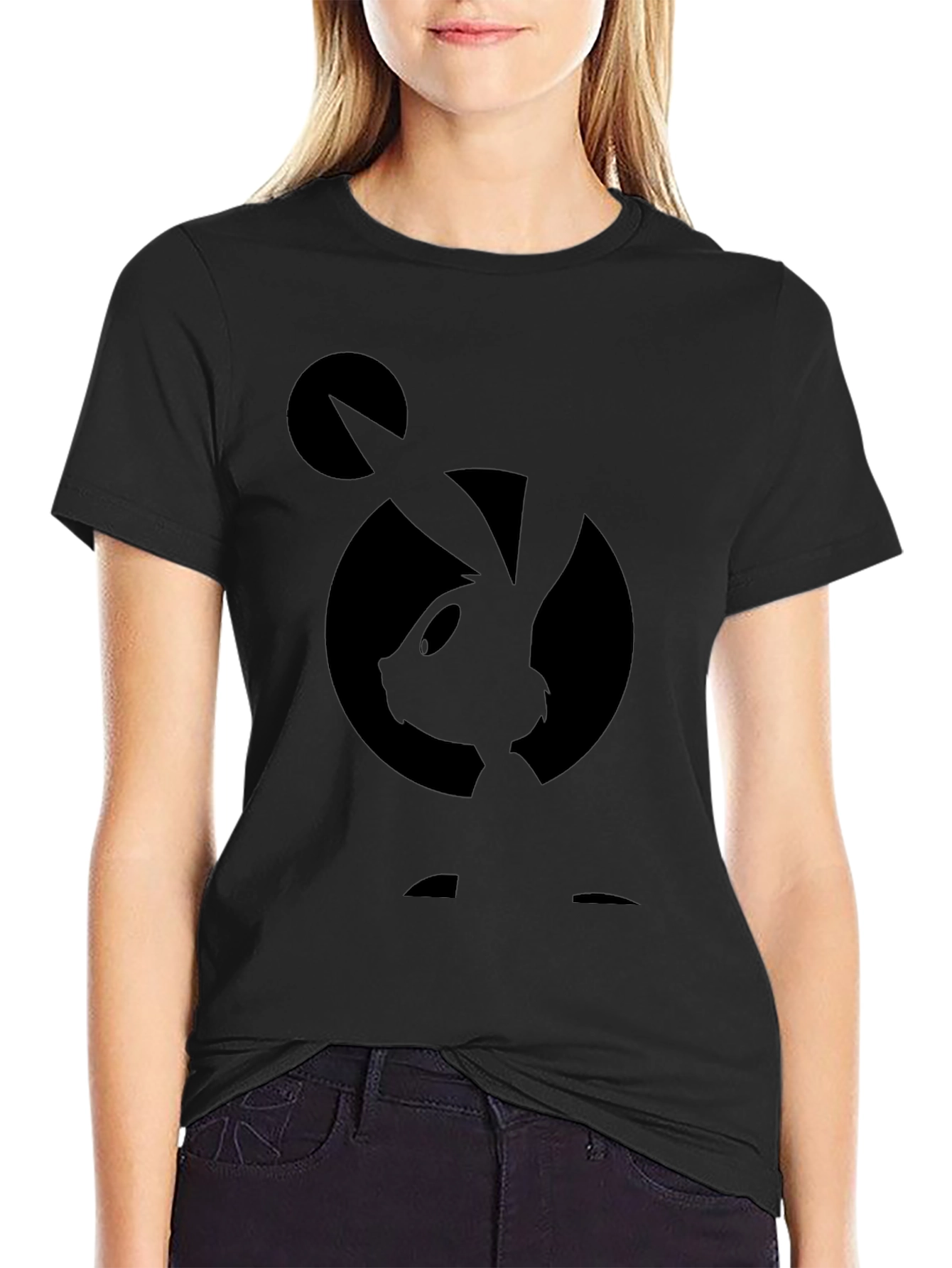 Black Bugs Bunny Silhouette Graphic T-Shirt
