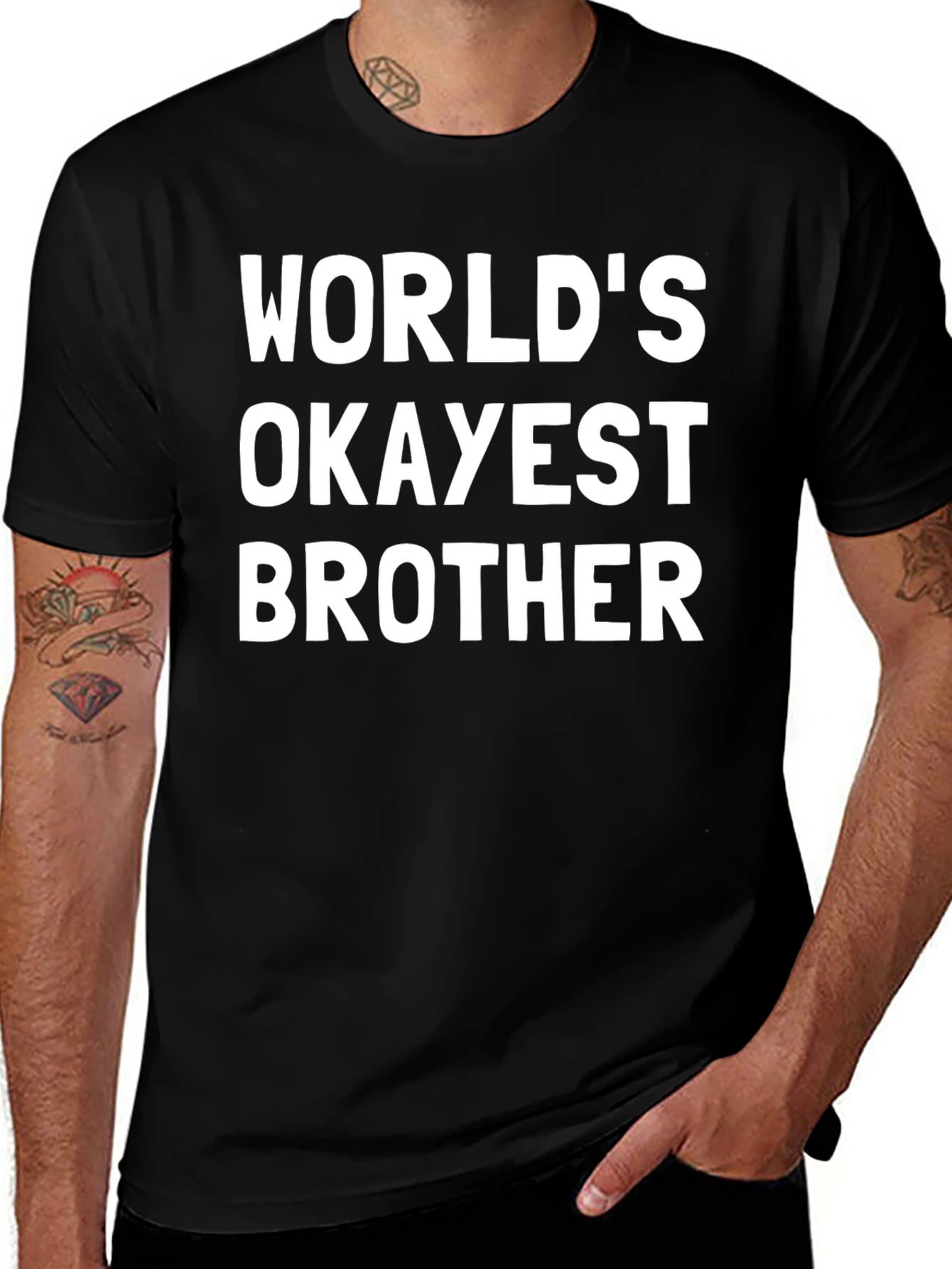 Worlds Okayest Brother T-Shirt - Novelty Gift