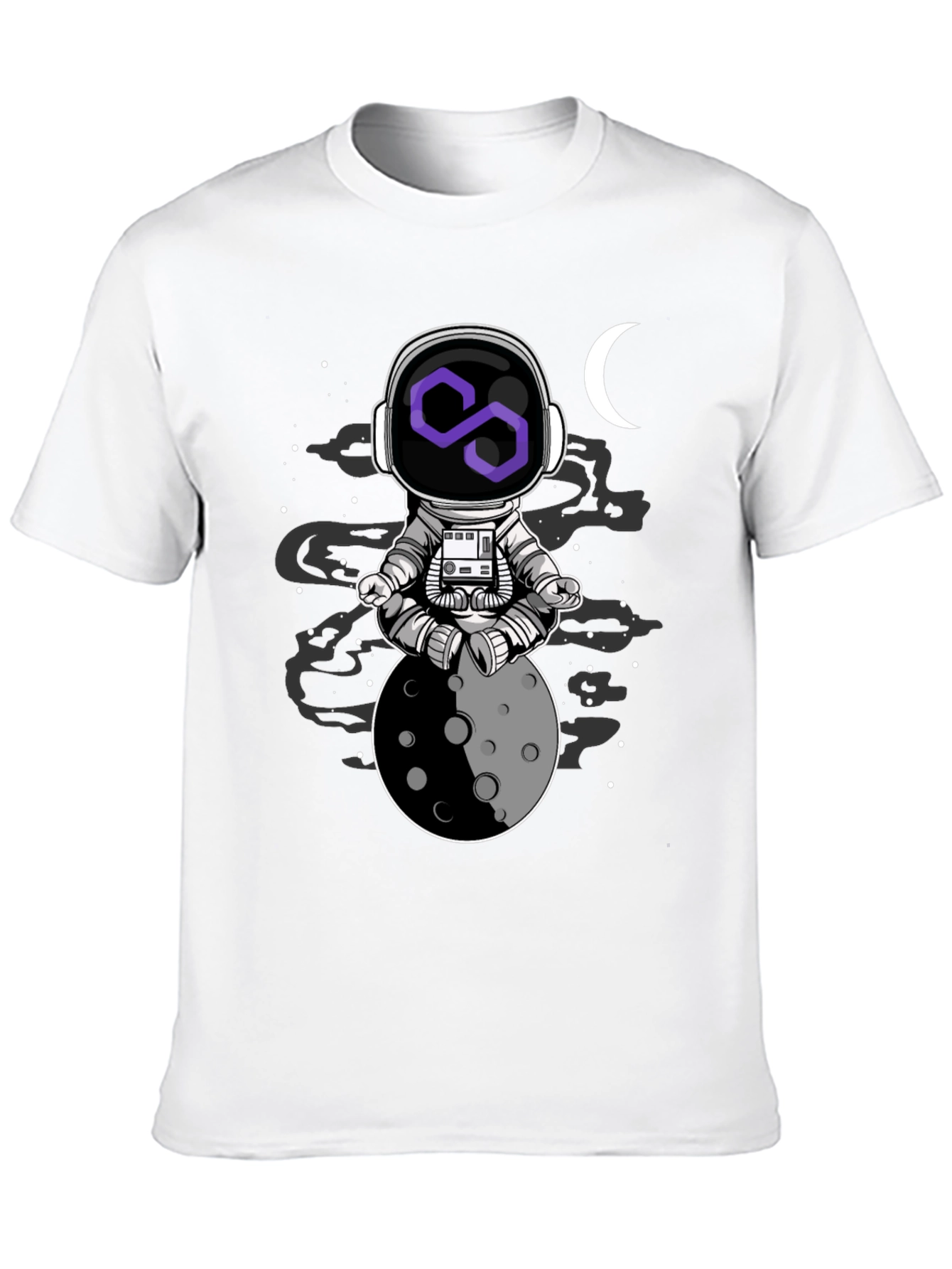Astronaut Moon Meditation T-Shirt - Black Cotton