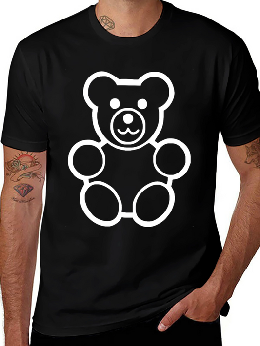 Black Teddy Bear Graphic Tee - Soft Cotton Blend